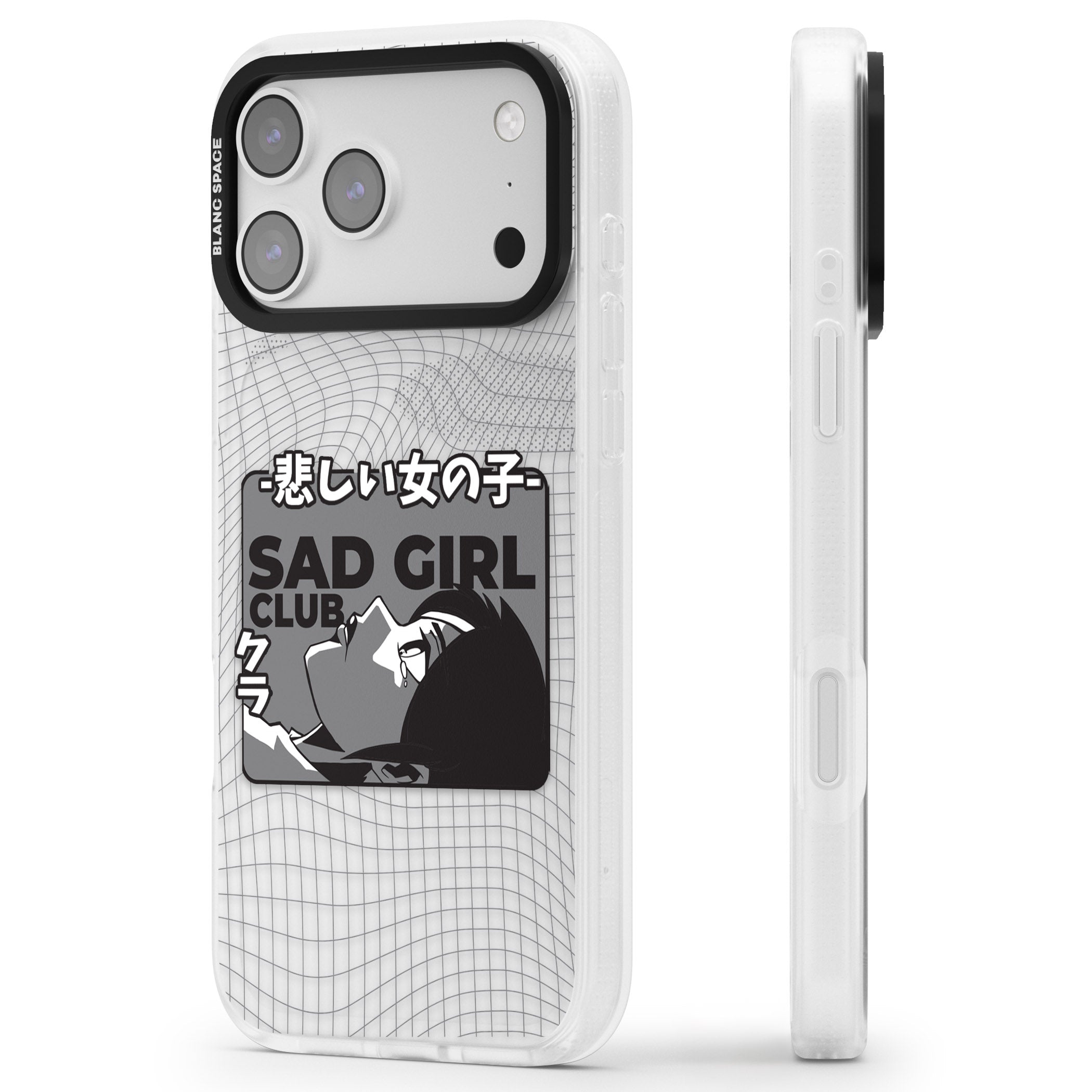 Sad Girl Club iPhone 17 Pro Impact Air Clear Phone Case Side Profile
