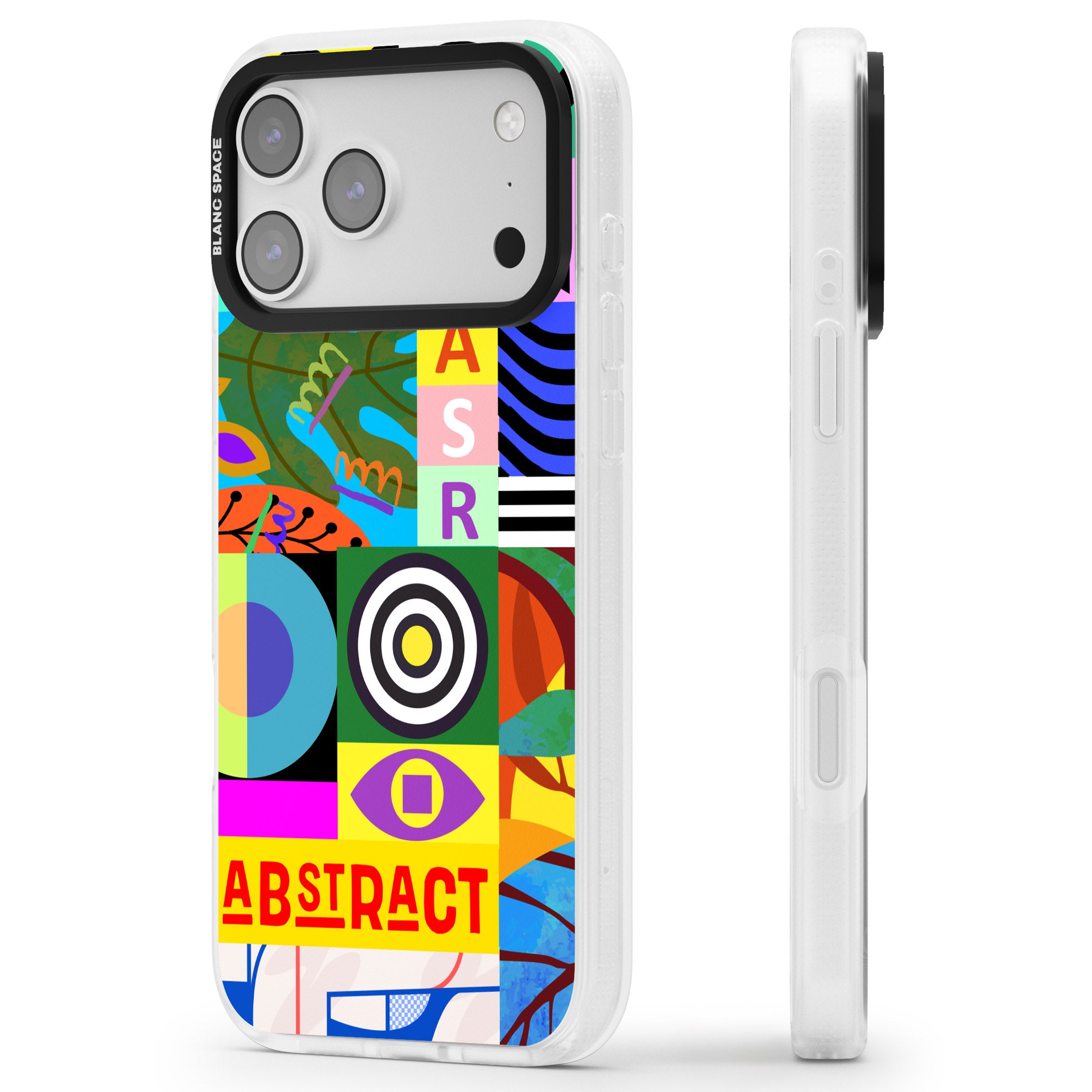 Abstract Pattern Patchwork iPhone 17 Pro Impact Air Clear Phone Case Side Profile