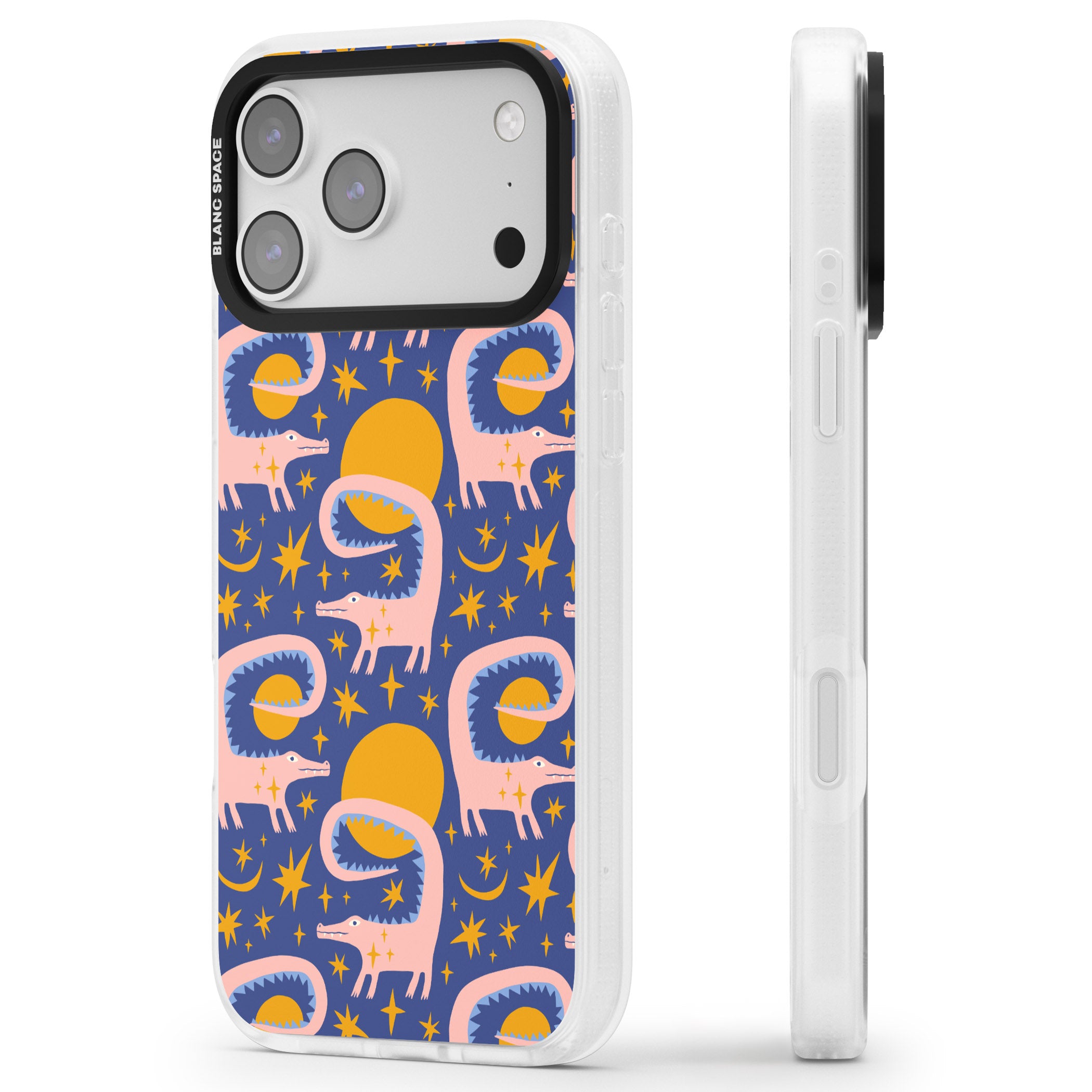 Sun Croc Pattern iPhone 17 Pro Impact Air Clear Phone Case Side Profile