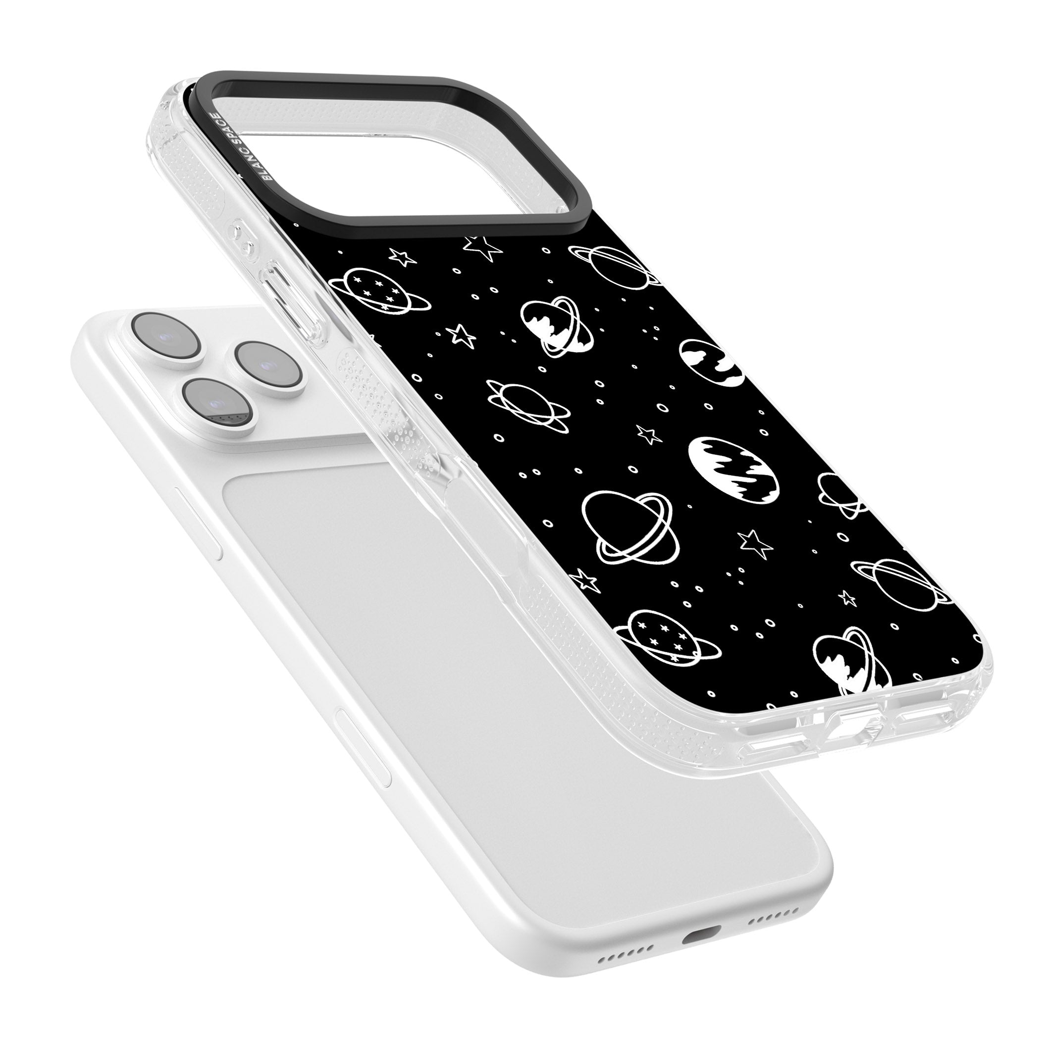 Cosmic Sketch White Black iPhone 17 Pro Impact Air Clear Phone Case Colours