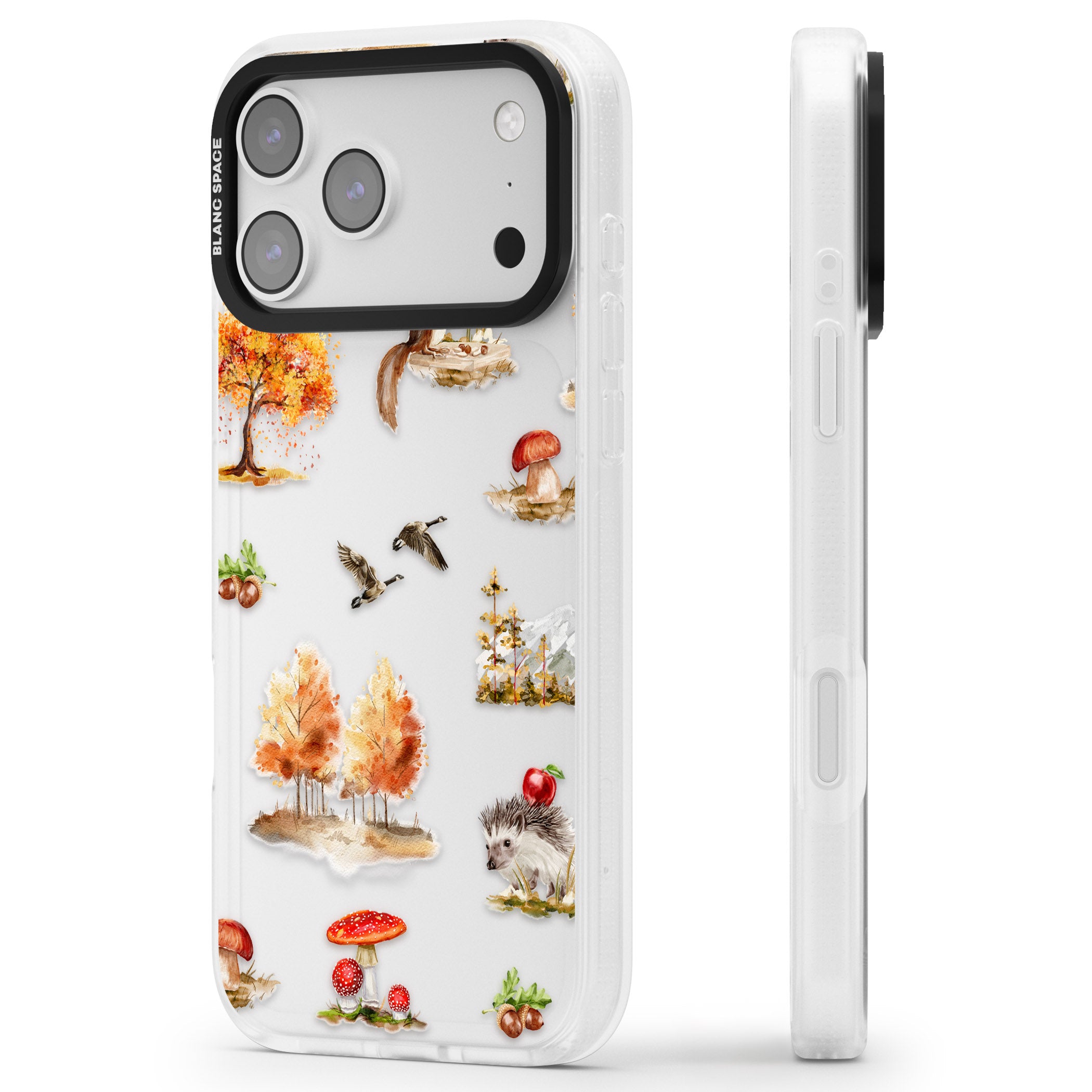Fall Forest Friends iPhone 17 Pro Impact Air Clear Phone Case Side Profile