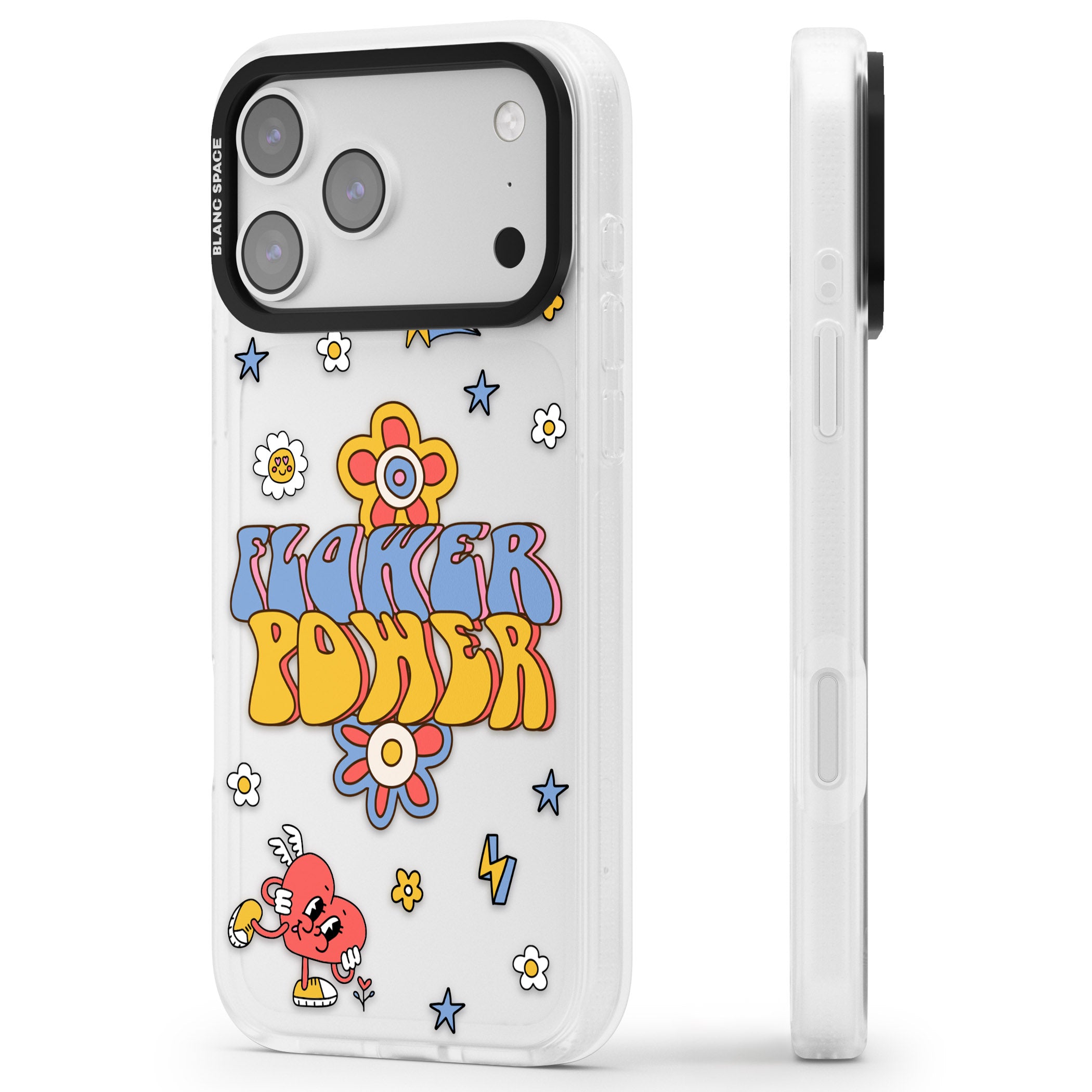 Flower Power iPhone 17 Pro Impact Air Clear Phone Case Side Profile
