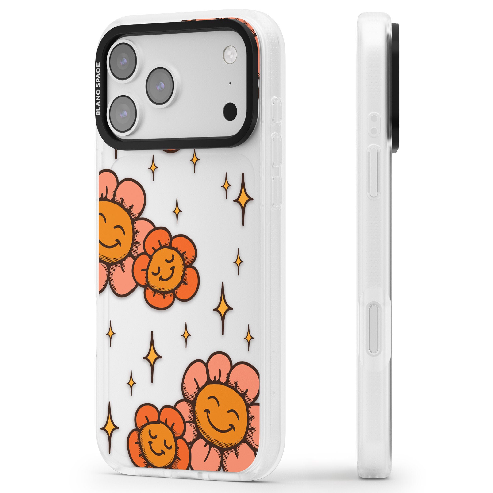 Mellow Flowers iPhone 17 Pro Impact Air Clear Phone Case Side Profile