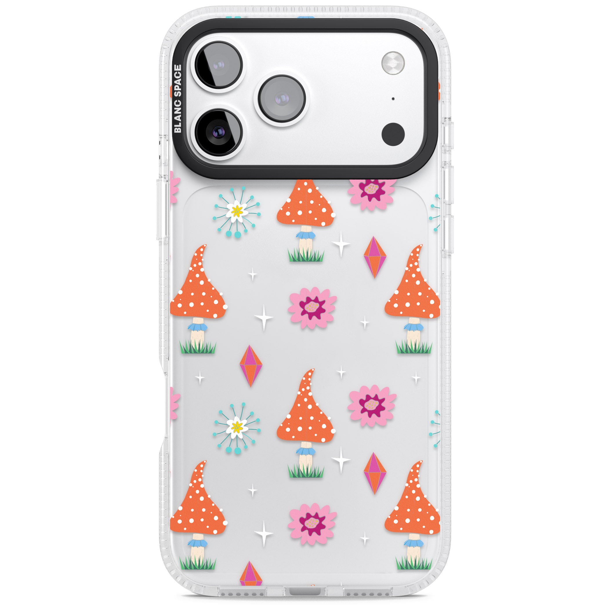Boho Celestial Mushroom Crystal iPhone 17 Pro Max Impact Air Clear Phone Case