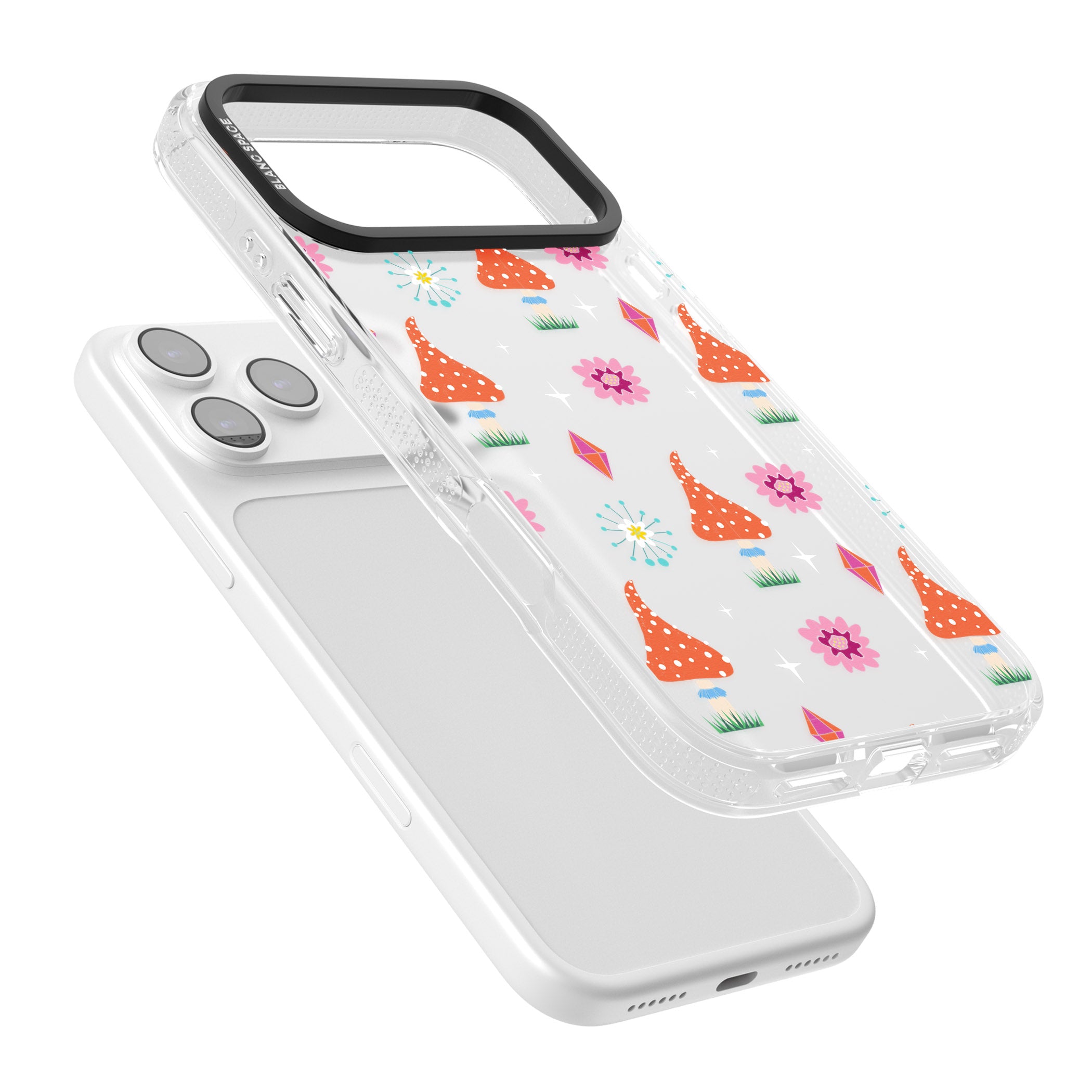 Boho Celestial Mushroom Crystal iPhone 17 Pro Max Impact Air Clear Phone Case Colours
