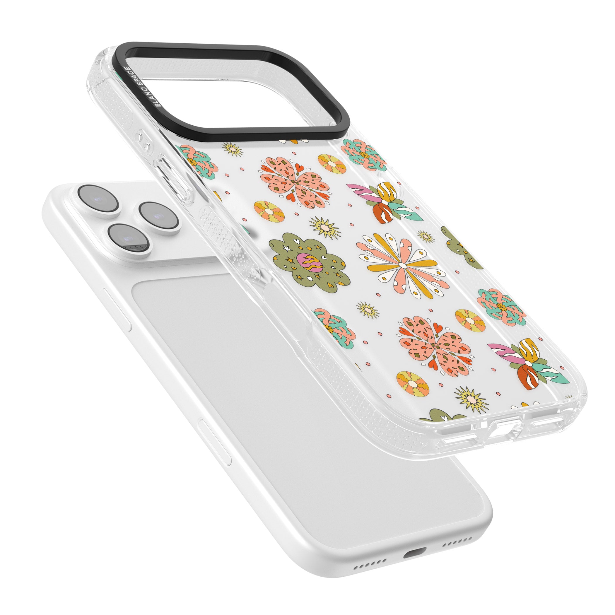 Boho Celestial Psychedelic Floral iPhone 17 Pro Impact Air Clear Phone Case Colours