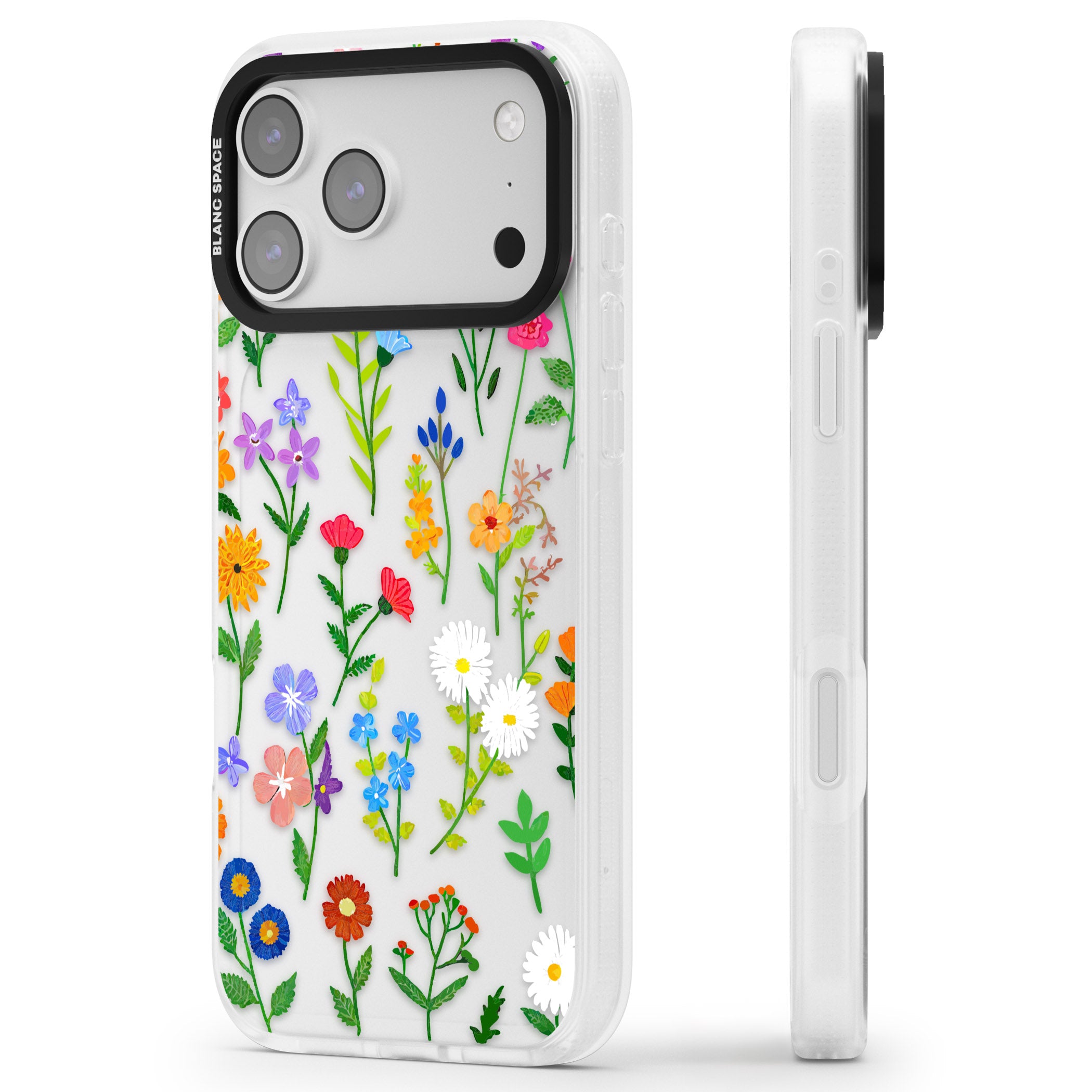 Wildflower Garden iPhone 17 Pro Max Impact Air Clear Phone Case Side Profile