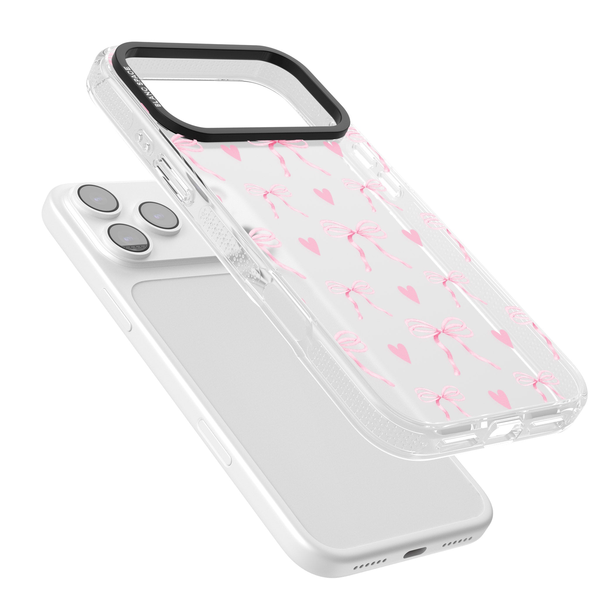 Pink Bows & Hearts iPhone 17 Pro Impact Air Clear Phone Case Colours