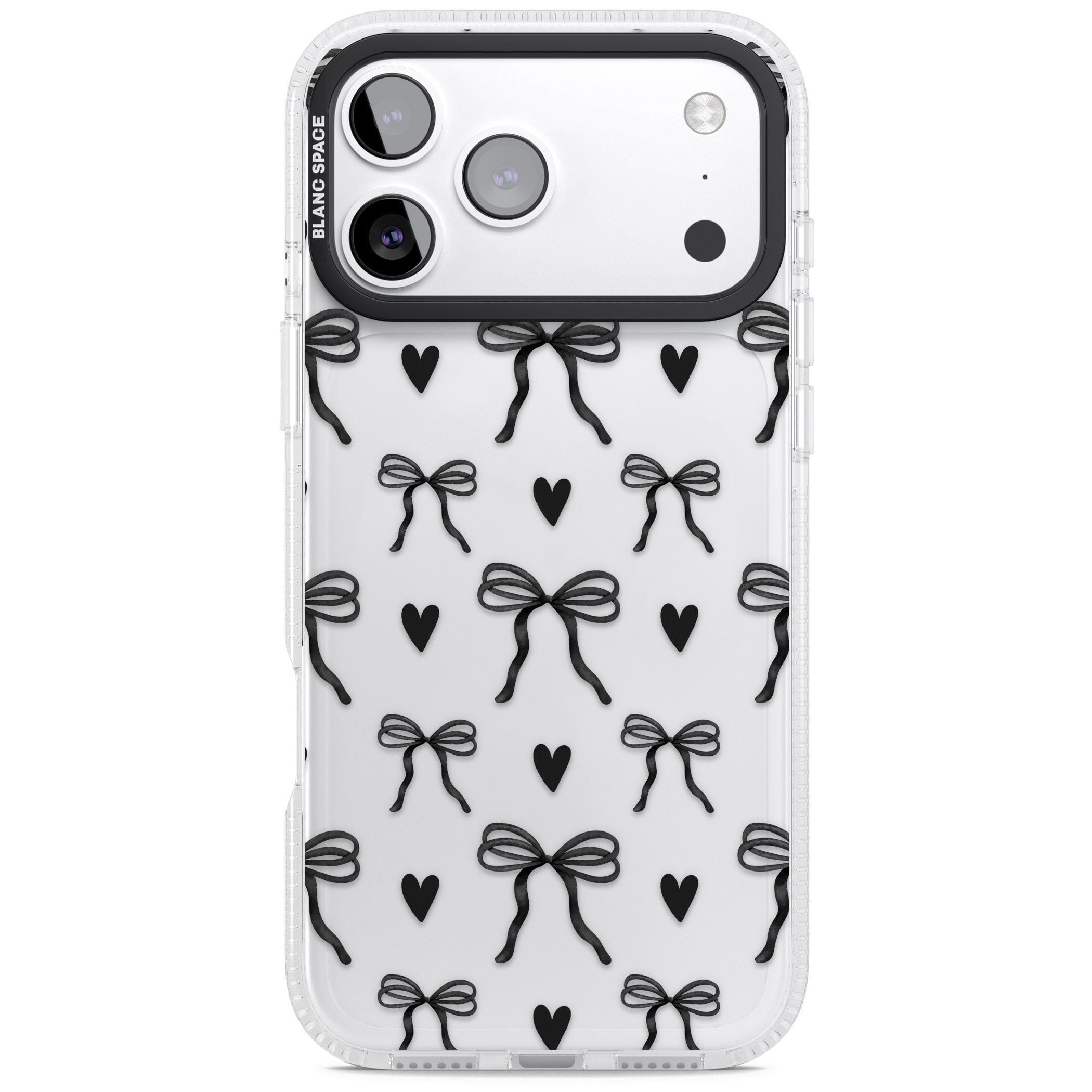 Black Bows & Hearts iPhone 17 Pro Max Impact Air Clear Phone Case