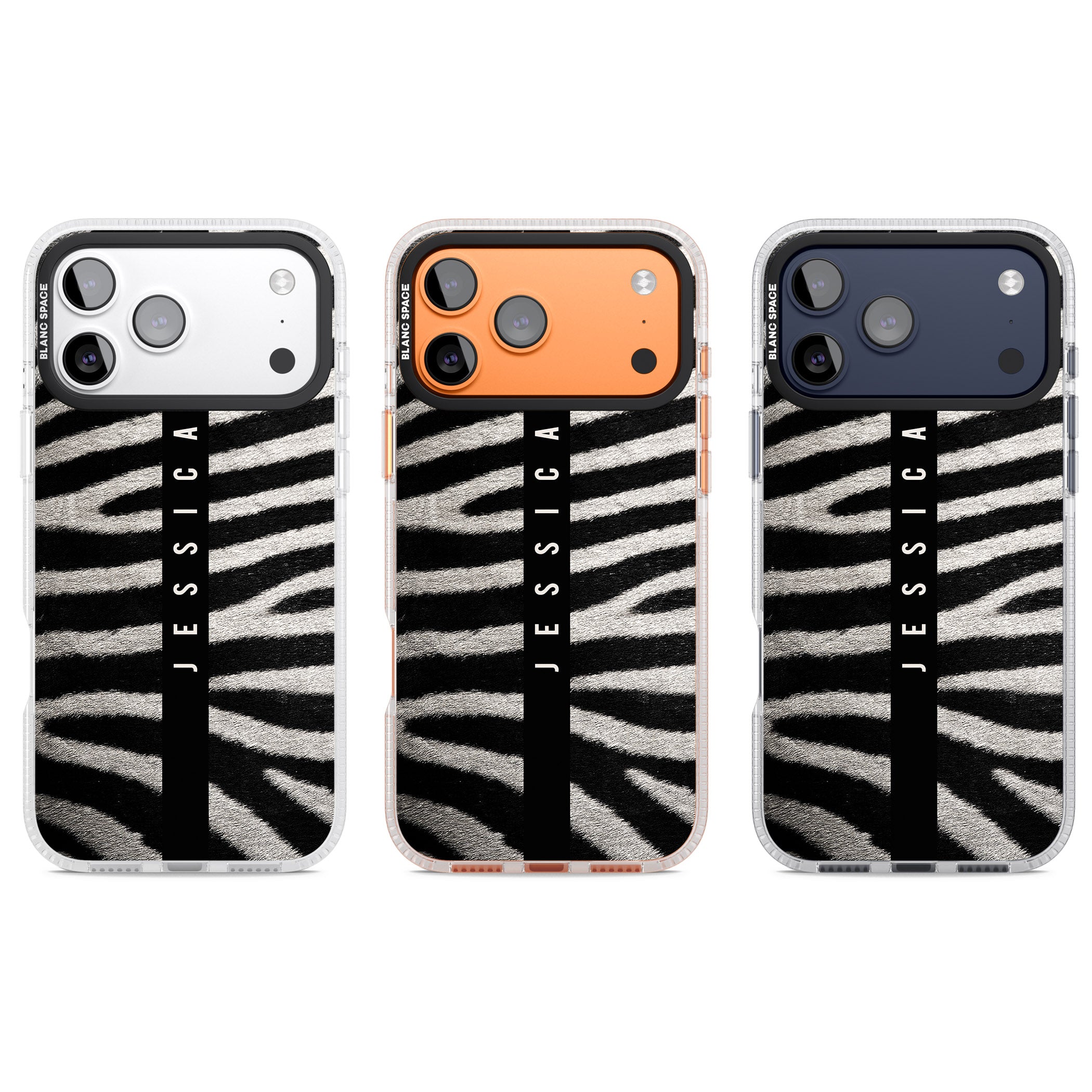 Personalised Zebra Print iPhone 17 Pro Impact Air Clear Phone Case APT Impact Protection