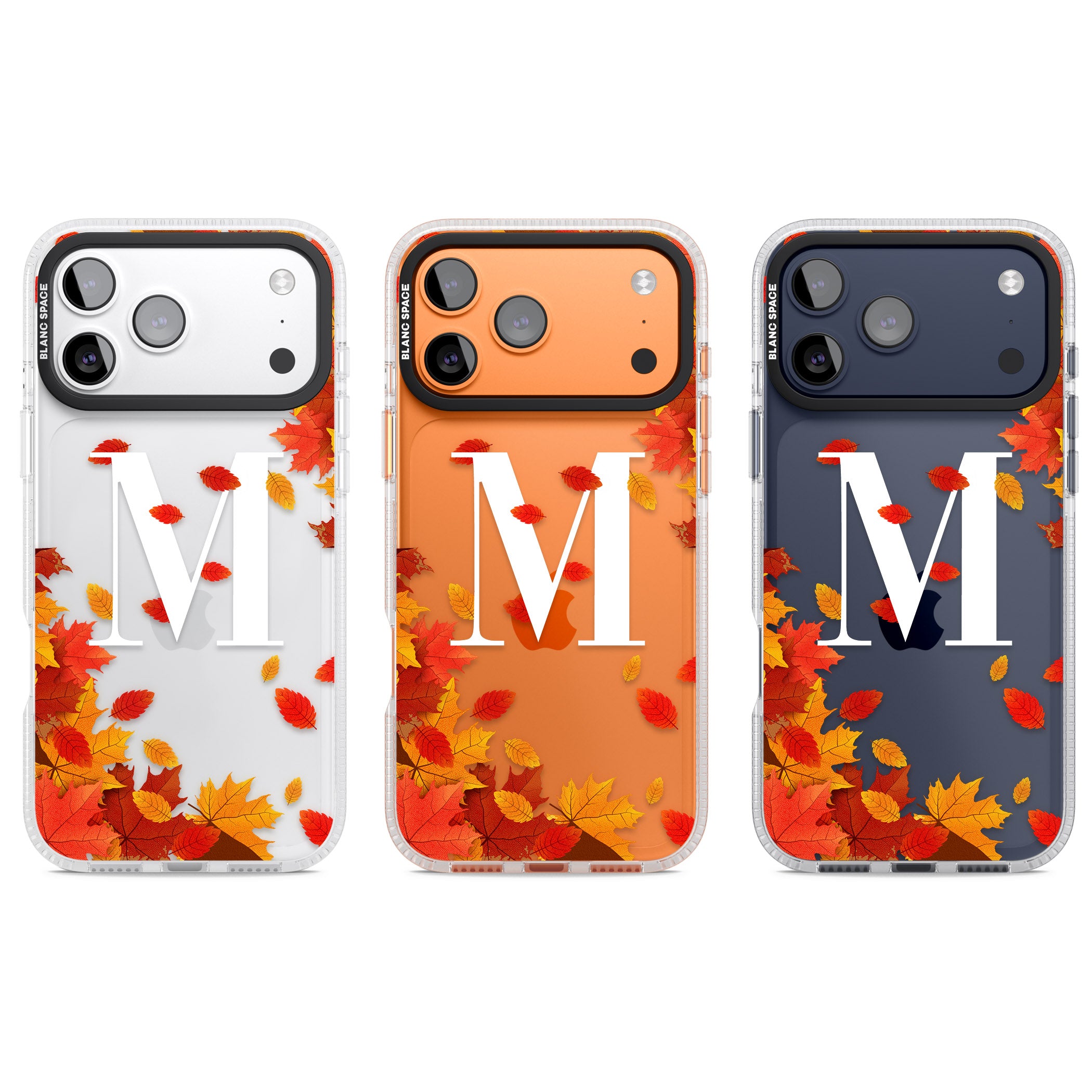 Personalised Autumn Leaves Monogram iPhone 17 Pro Impact Air Clear Phone Case APT Impact Protection
