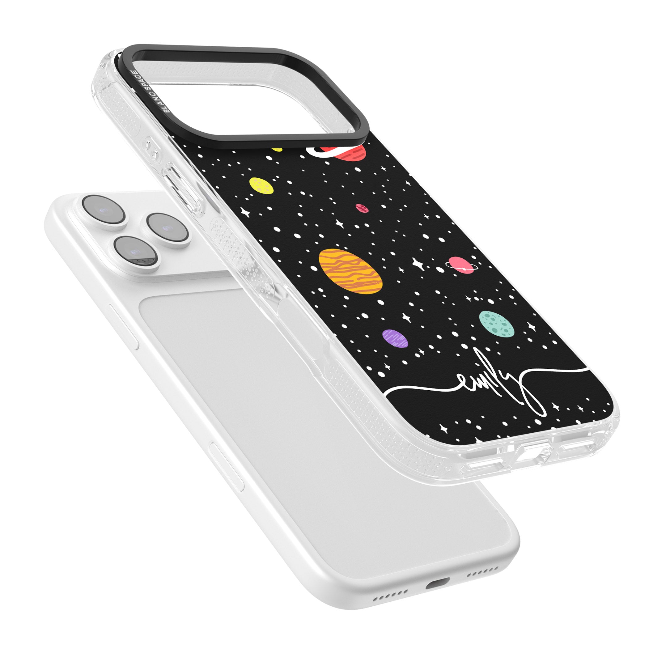 Personalised Cute Cartoon Planet iPhone 17 Pro Impact Air Clear Phone Case Colours