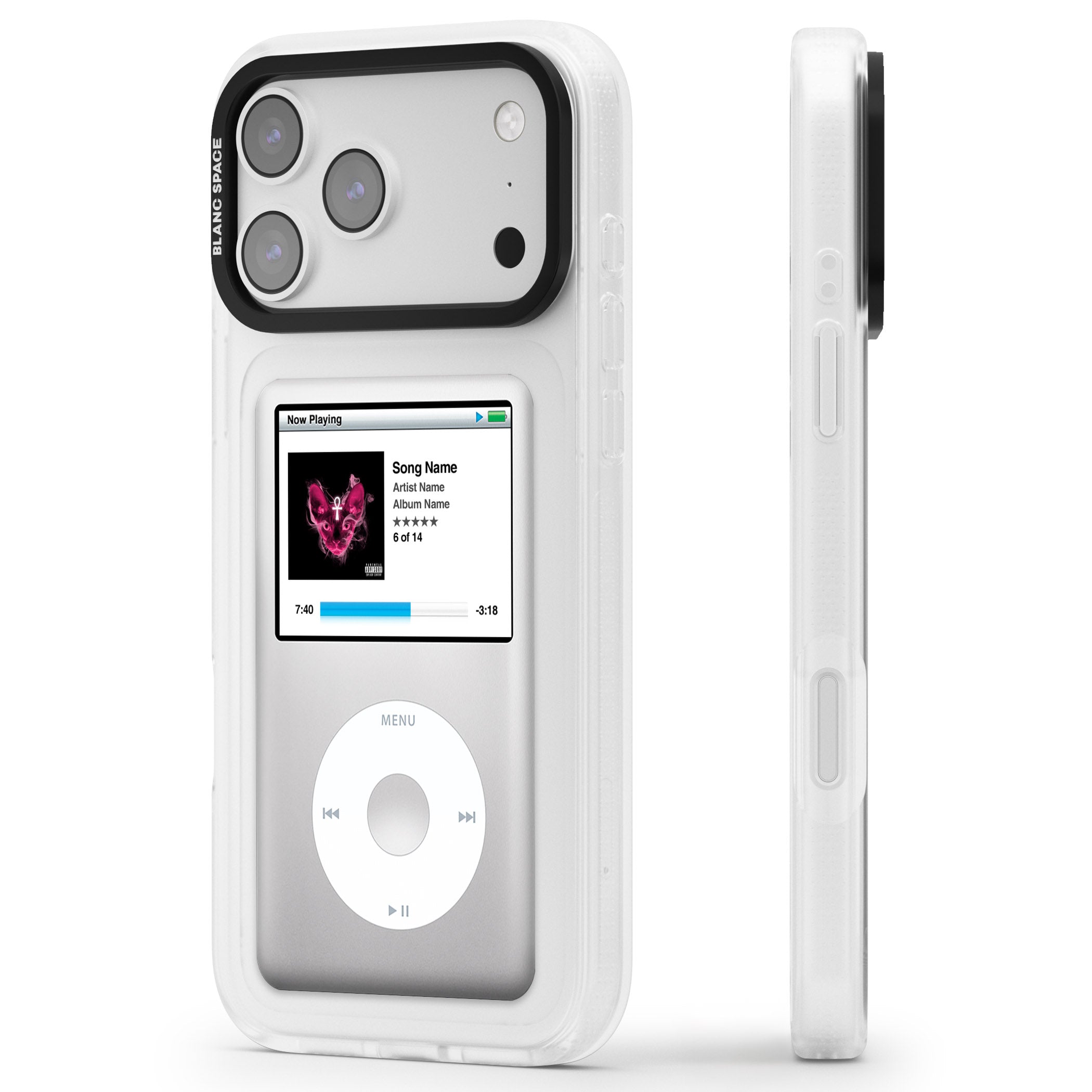 Personalised Classic Ipod iPhone 17 Pro Impact Air Clear Phone Case Side Profile