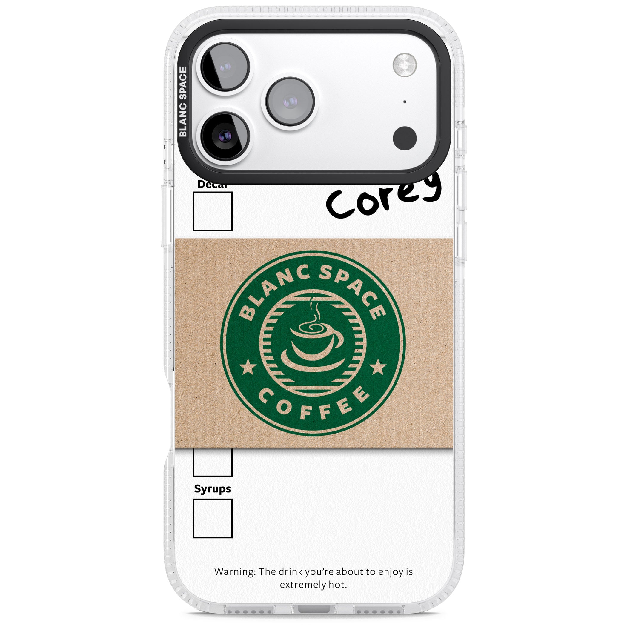 Personalised Coffee Cup iPhone 17 Pro Impact Air Clear Phone Case