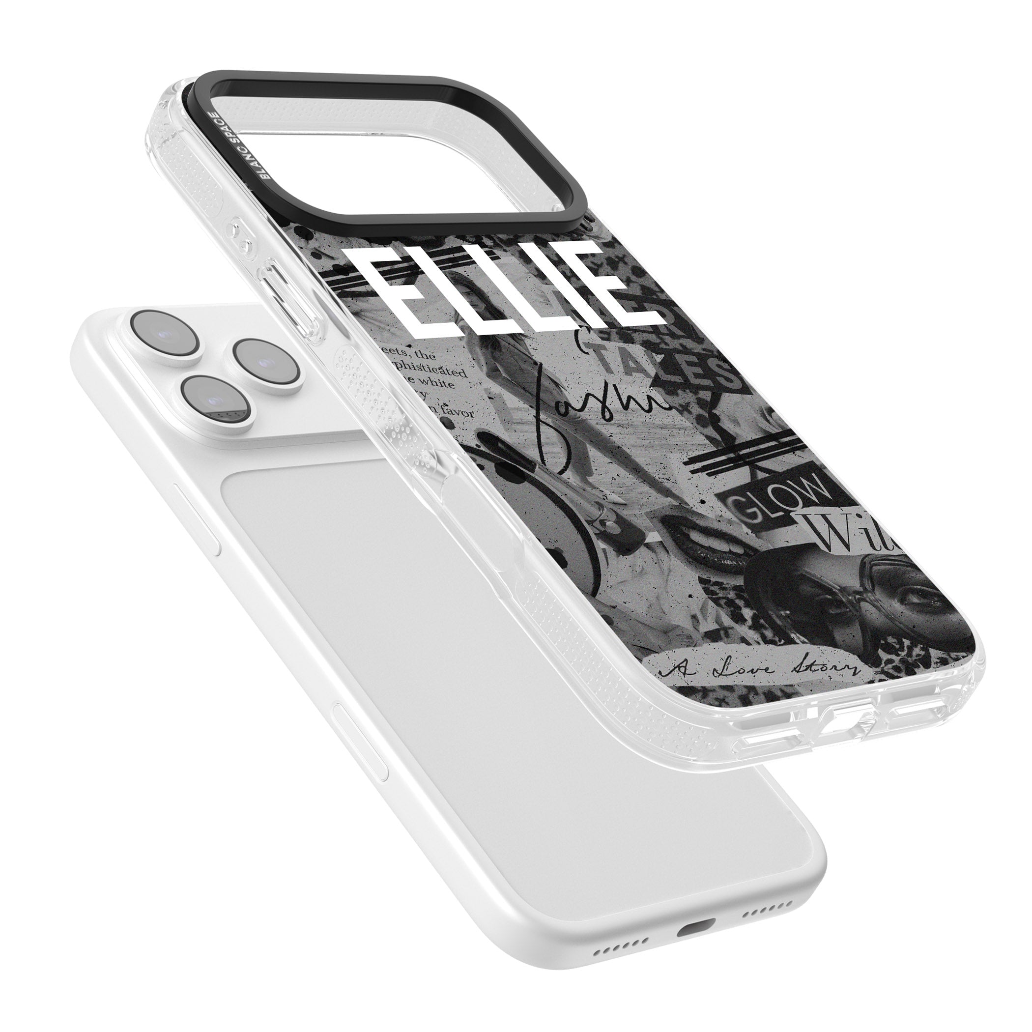 Personalised Grey Scale Vintage Collage iPhone 17 Pro Impact Air Clear Phone Case Colours