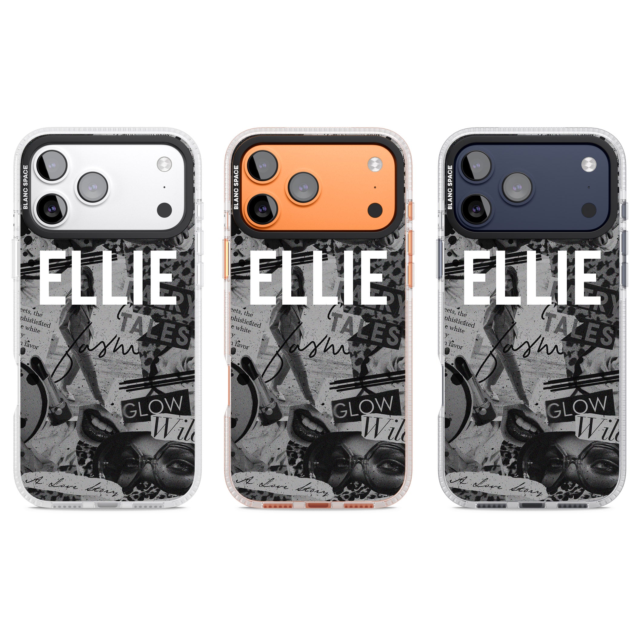 Personalised Grey Scale Vintage Collage iPhone 17 Pro Impact Air Clear Phone Case APT Impact Protection