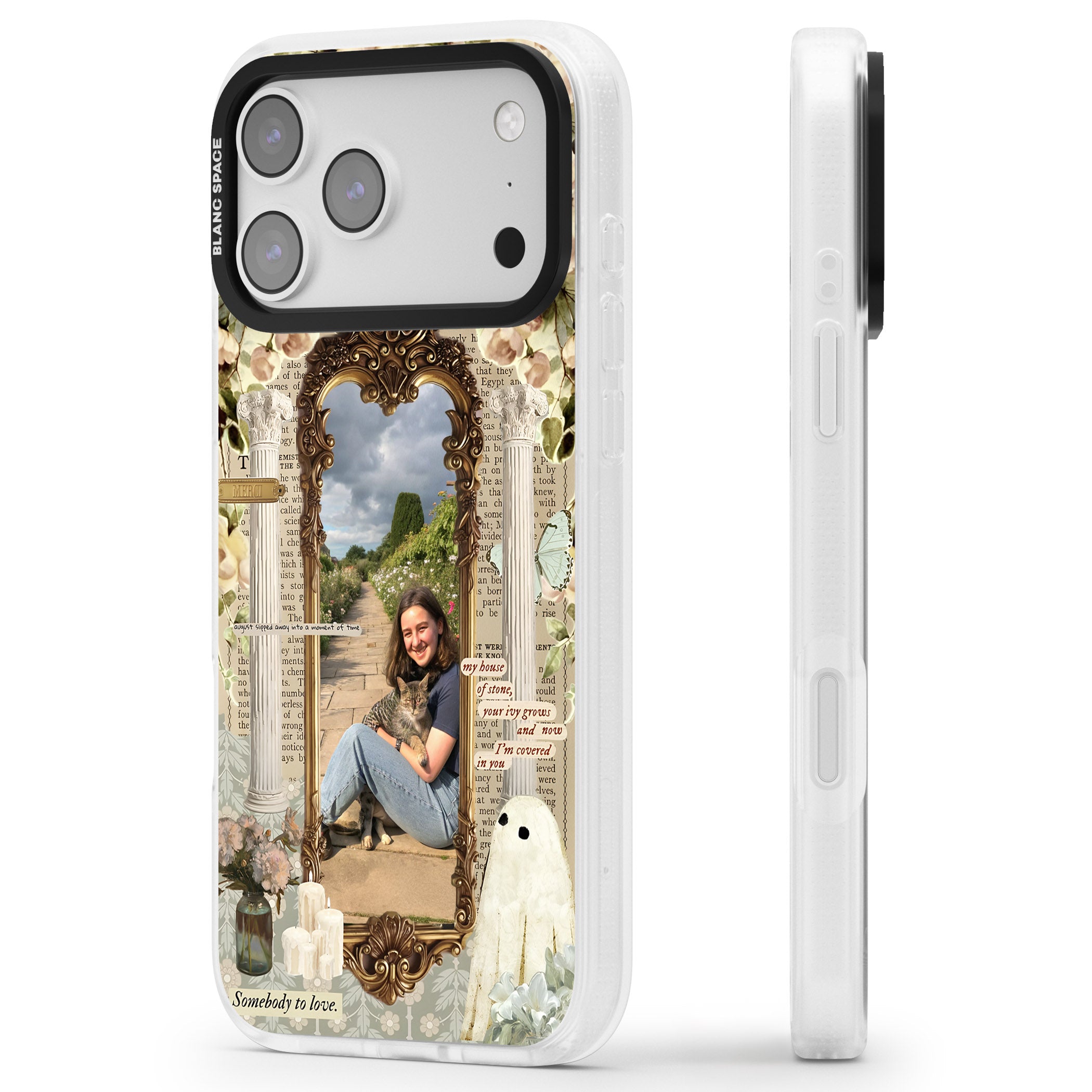 Personalised Soft Vintage Frame iPhone 17 Pro Impact Air Clear Phone Case Side Profile