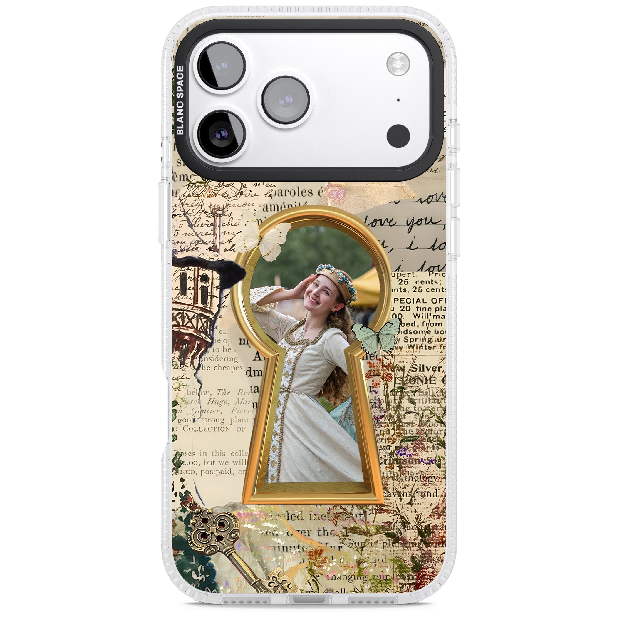 Personalised Bookpage Keyhole Frame iPhone 17 Pro Impact Air Clear Phone Case