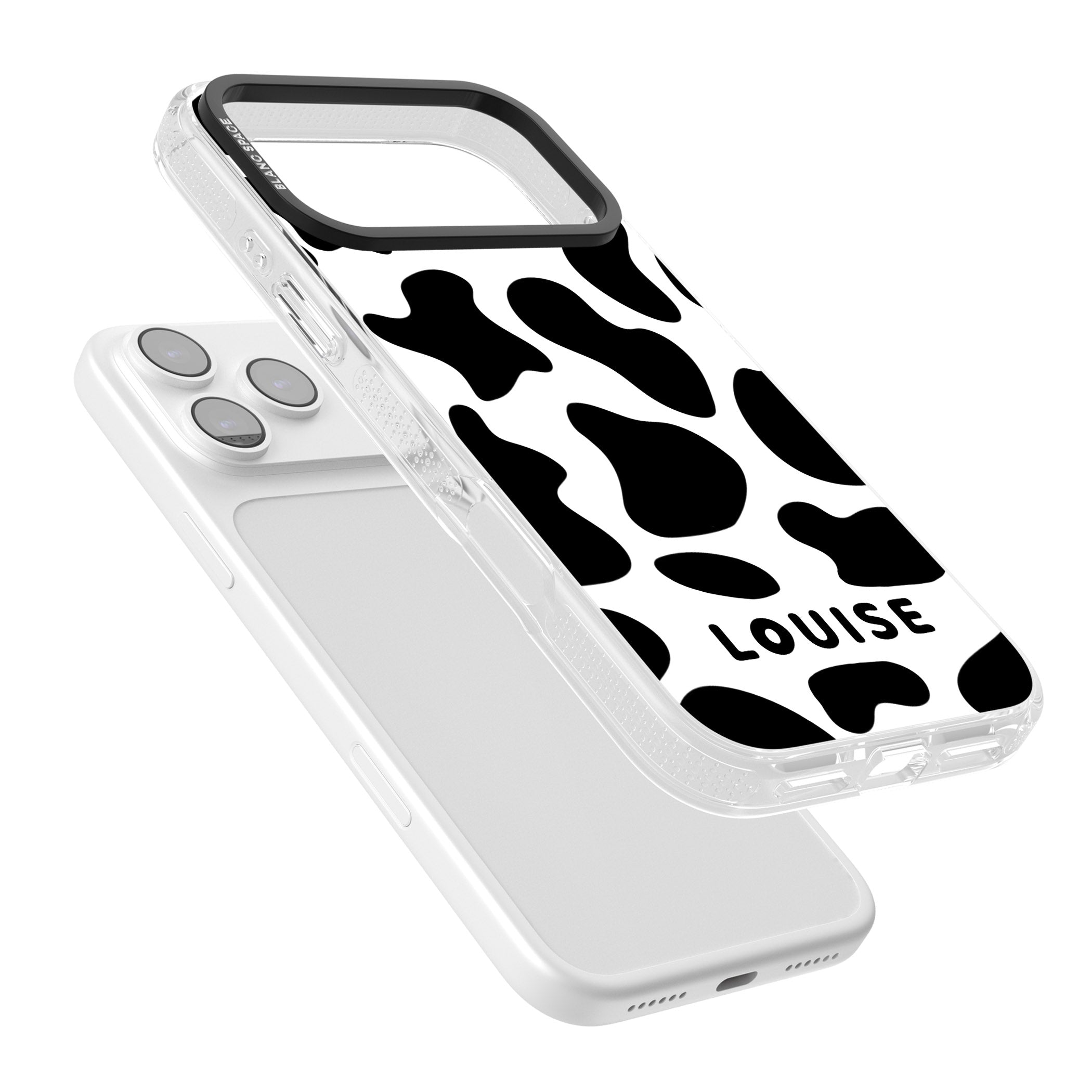 Personalised Cow Print iPhone 17 Pro Impact Air Clear Phone Case Colours