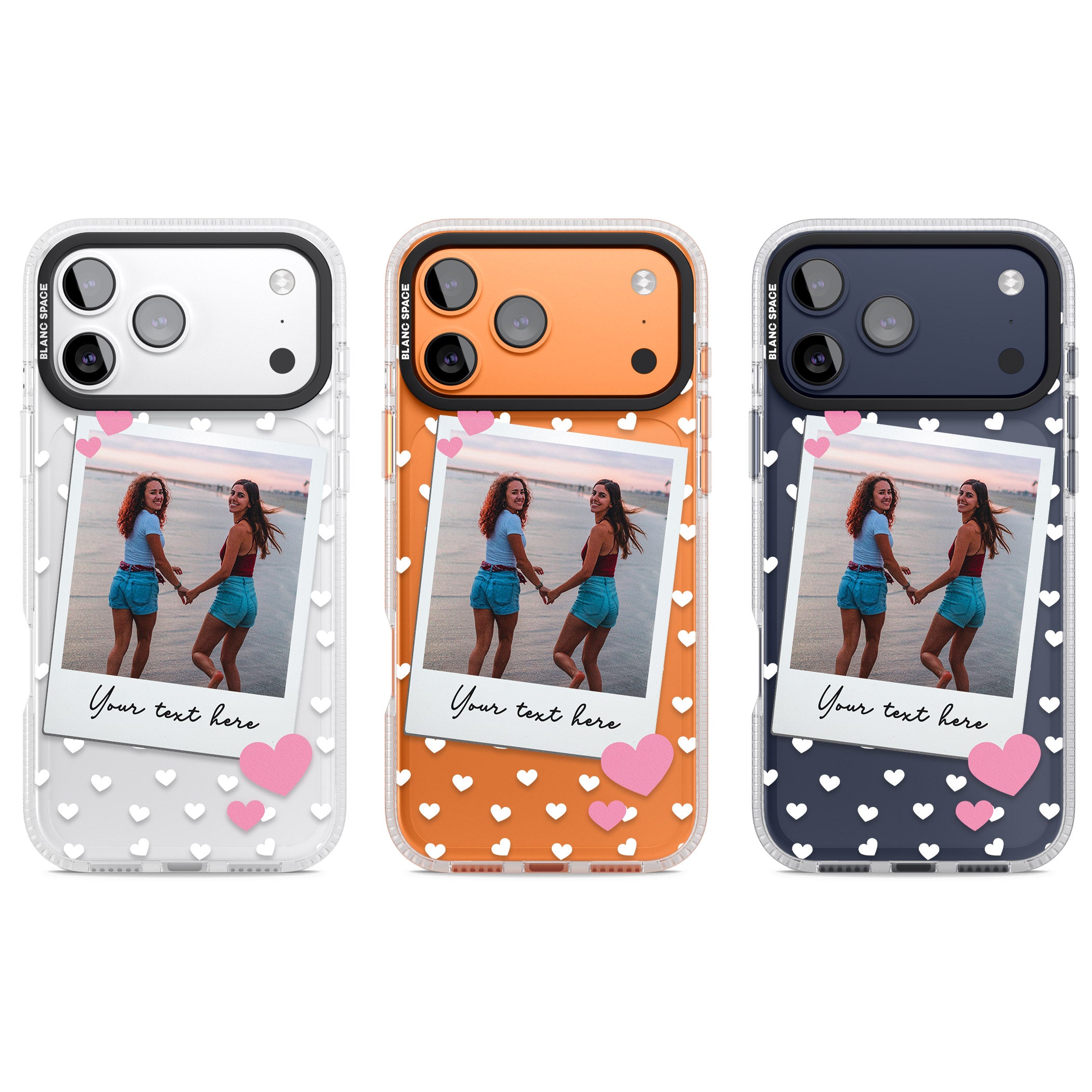 Personalised Hearts Instant Camera Photo iPhone 17 Pro Impact Air Clear Phone Case APT Impact Protection