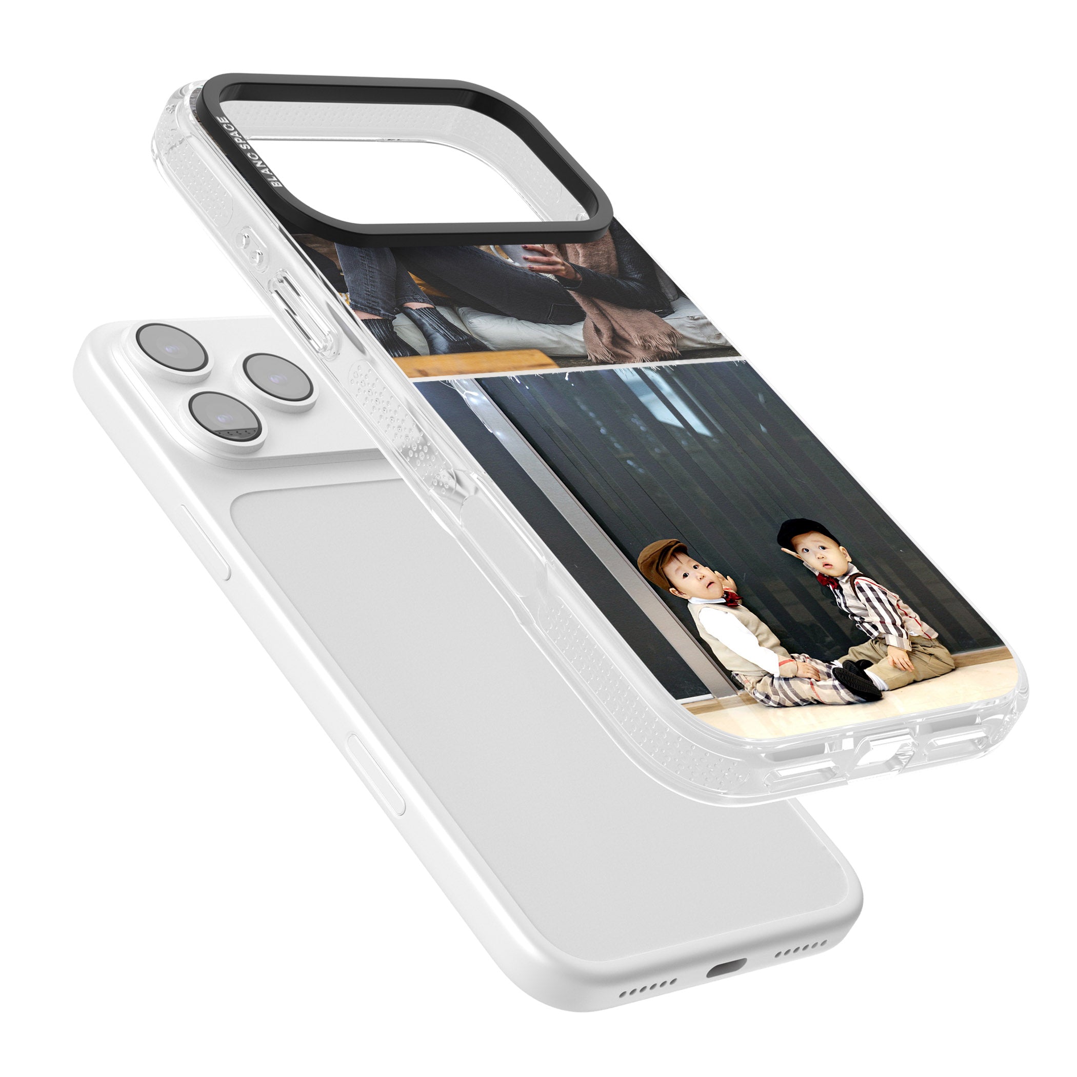 Personalised 2 Photo Grid iPhone 17 Pro Impact Air Clear Phone Case Colours