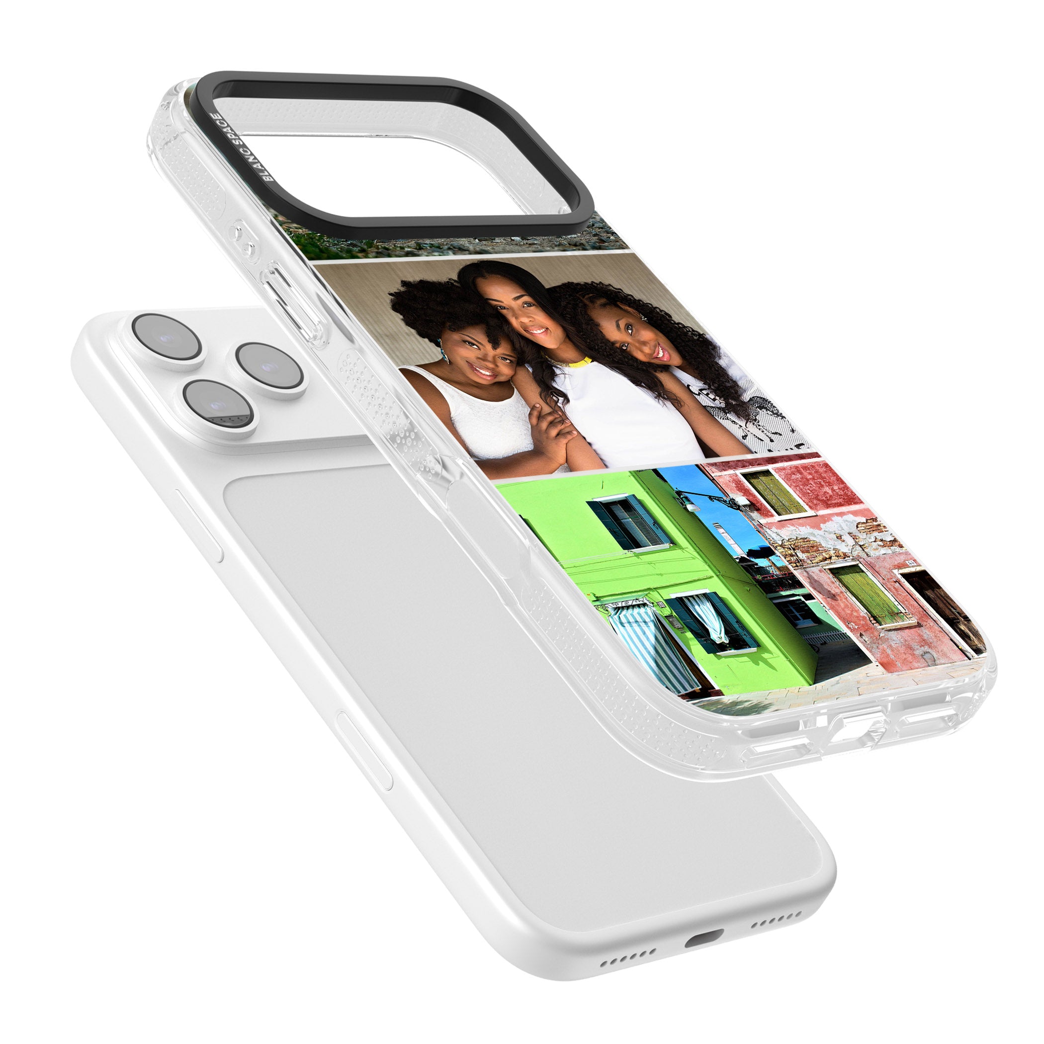 Personalised 3 Photo Grid iPhone 17 Pro Impact Air Clear Phone Case Colours