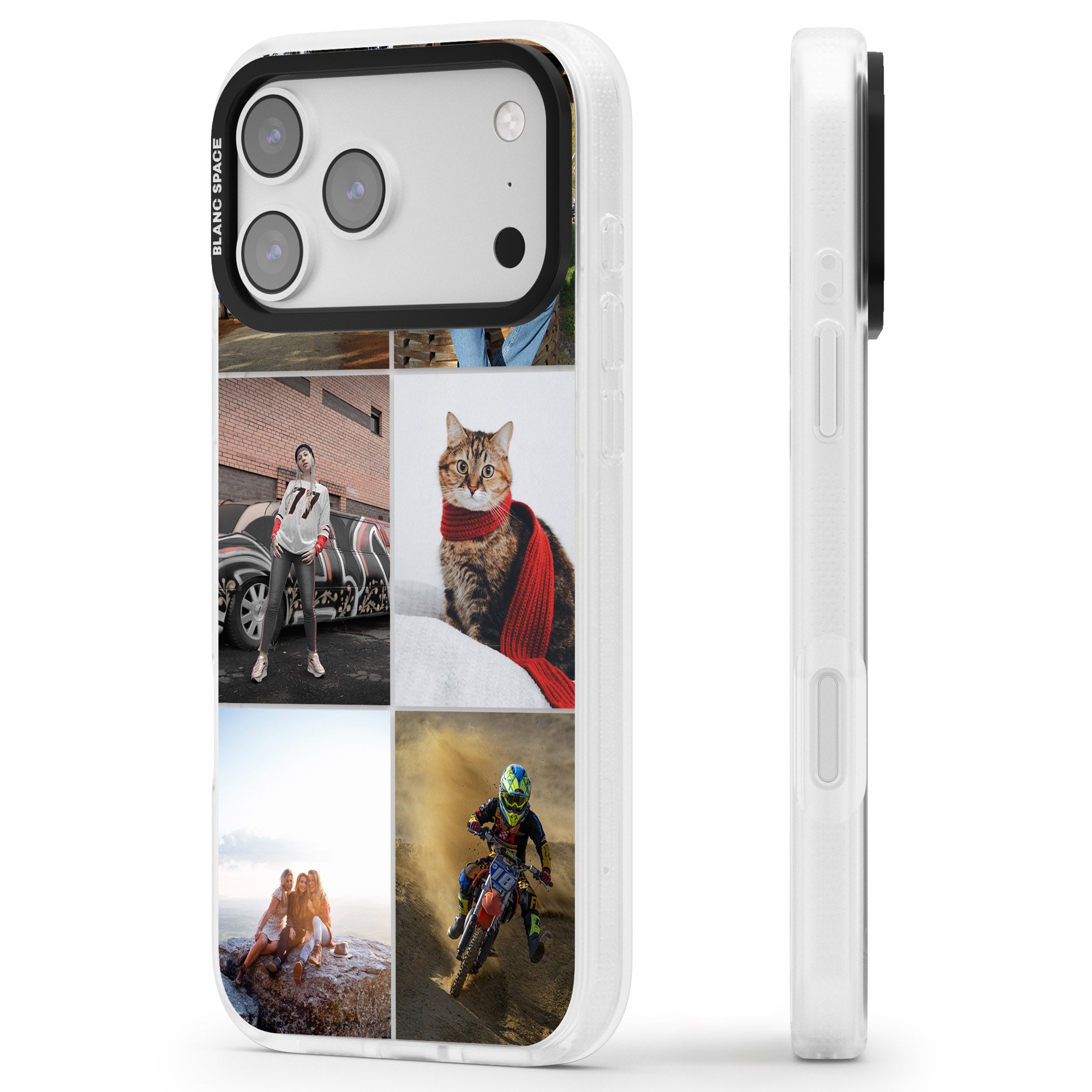 Personalised 6 Photo Grid iPhone 17 Pro Impact Air Clear Phone Case Side Profile