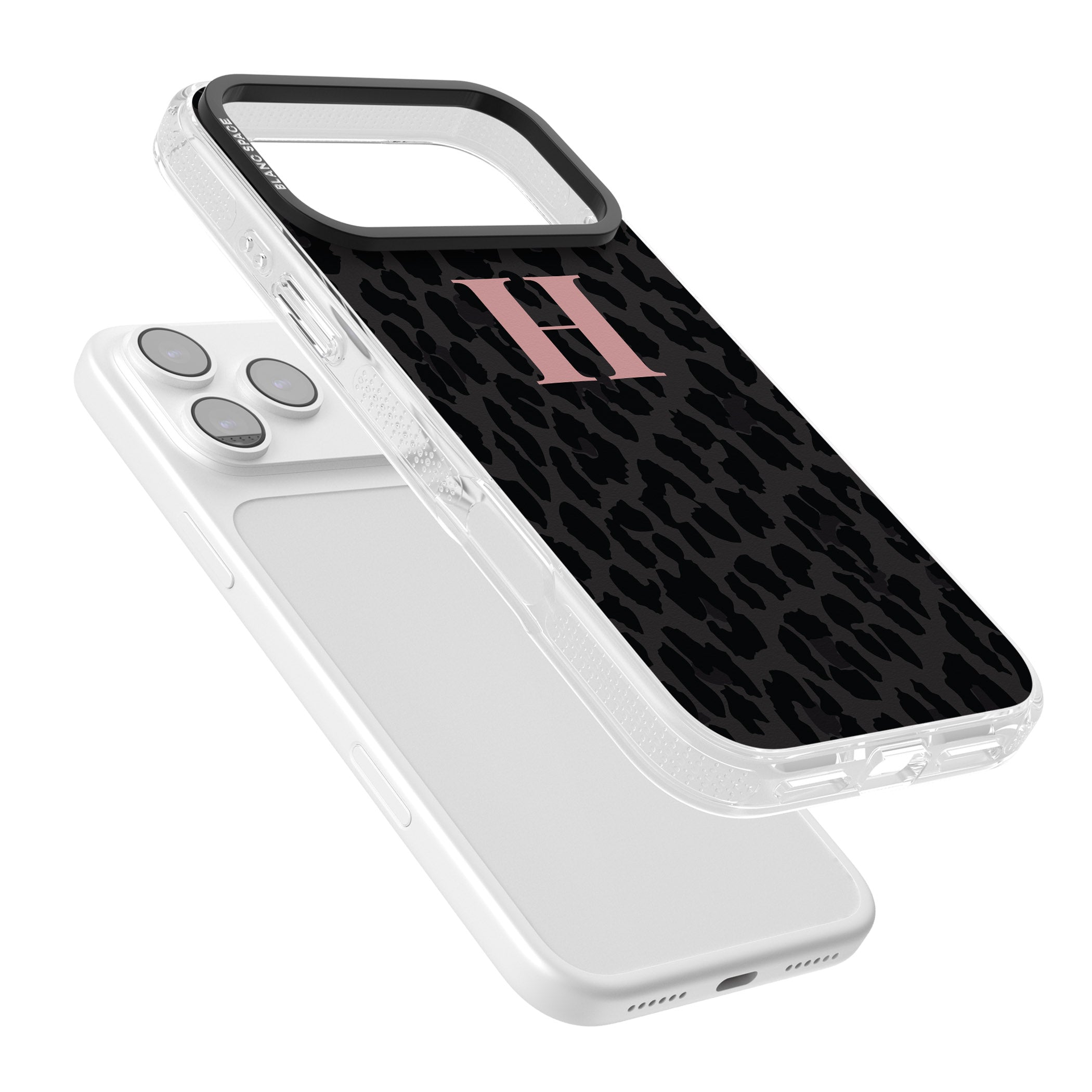 Personalised Pink Leopard Monogram iPhone 17 Pro Impact Air Clear Phone Case Colours