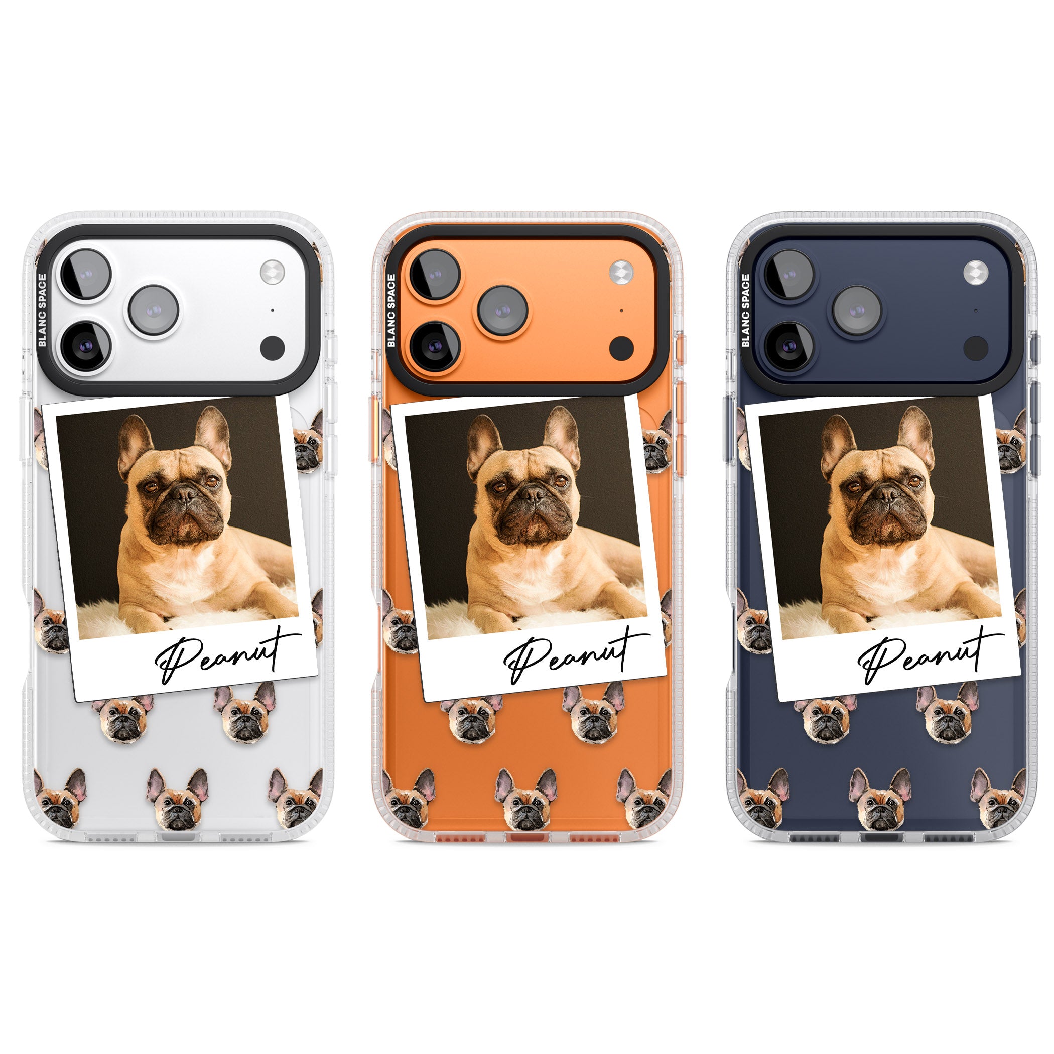 Personalised Tan French Bulldog Instant Camera Photo iPhone 17 Pro Impact Air Clear Phone Case APT Impact Protection