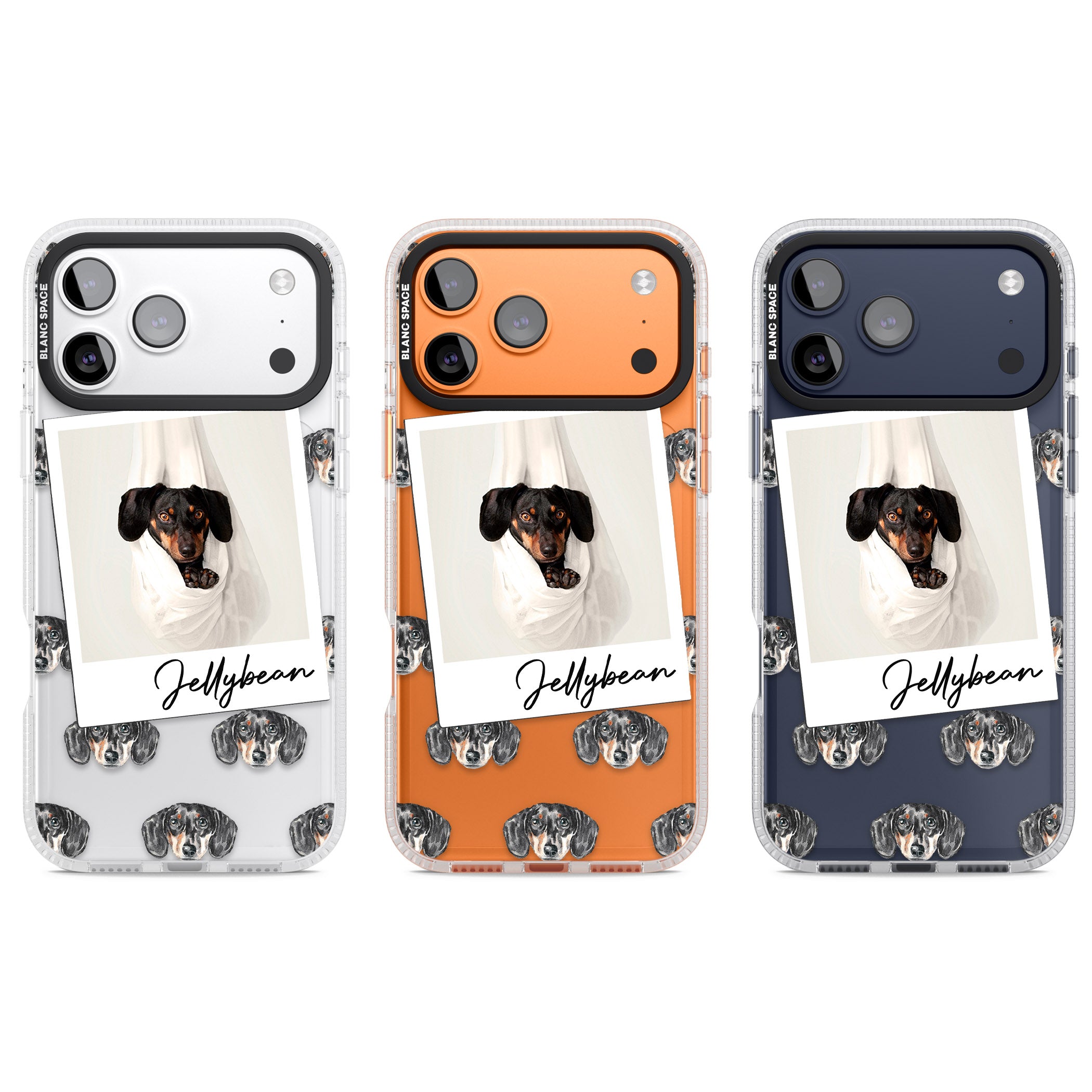 Personalised Black Dachshund Instant Camera Photo iPhone 17 Pro Impact Air Clear Phone Case APT Impact Protection