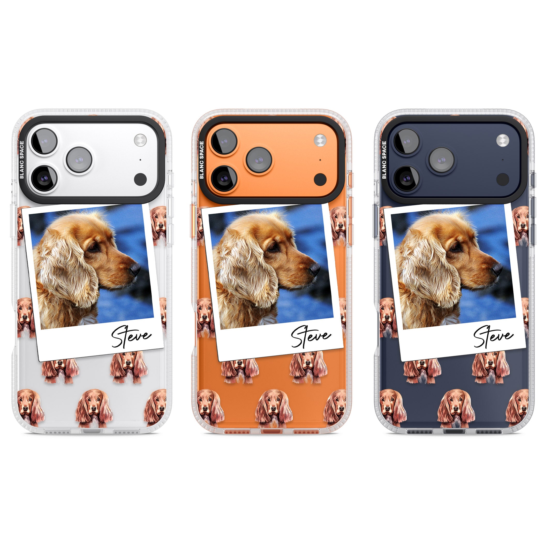 Personalised Cocker Spaniel Instant Camera Photo iPhone 17 Pro Impact Air Clear Phone Case APT Impact Protection
