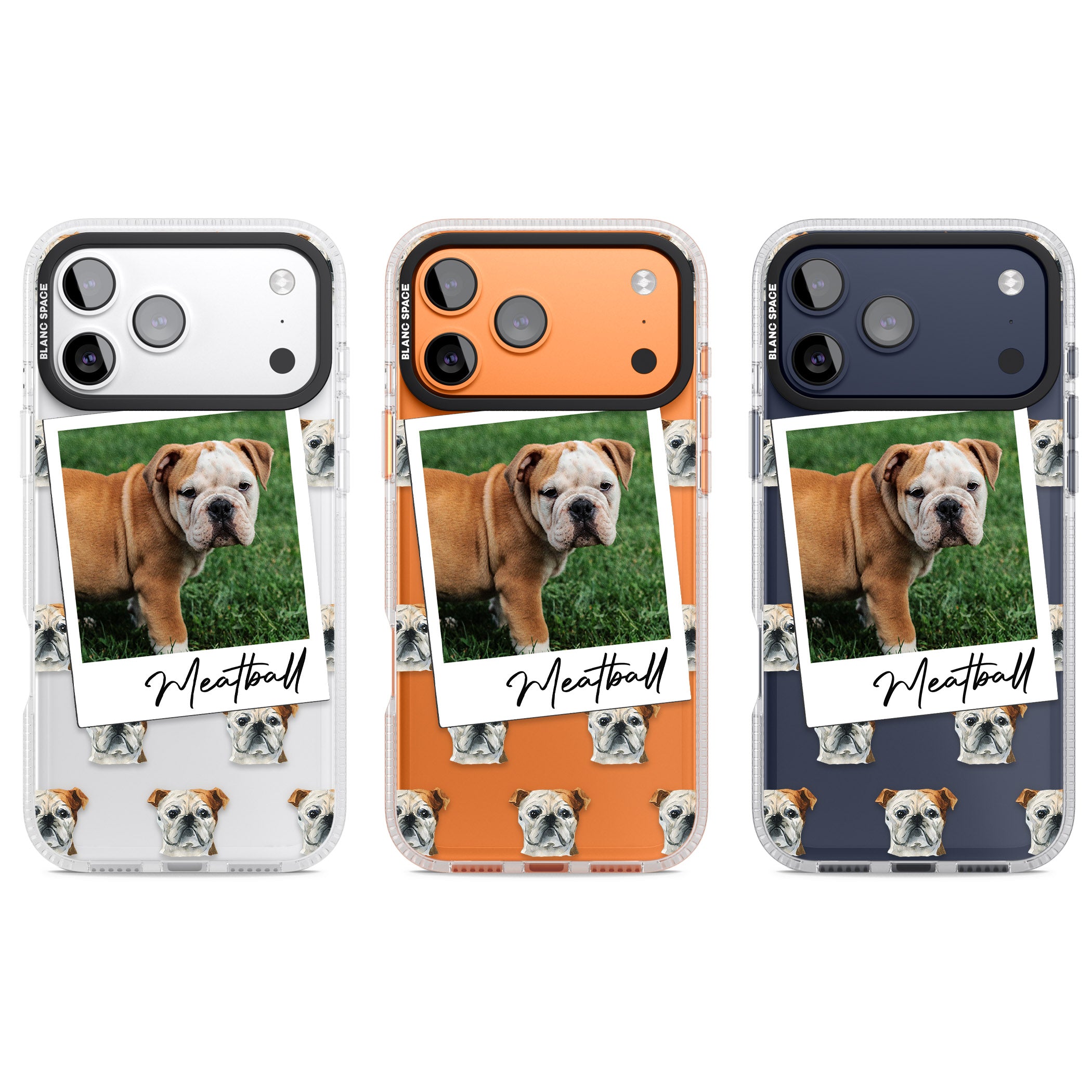Personalised English Bulldog Instant Camera Photo iPhone 17 Pro Impact Air Clear Phone Case APT Impact Protection