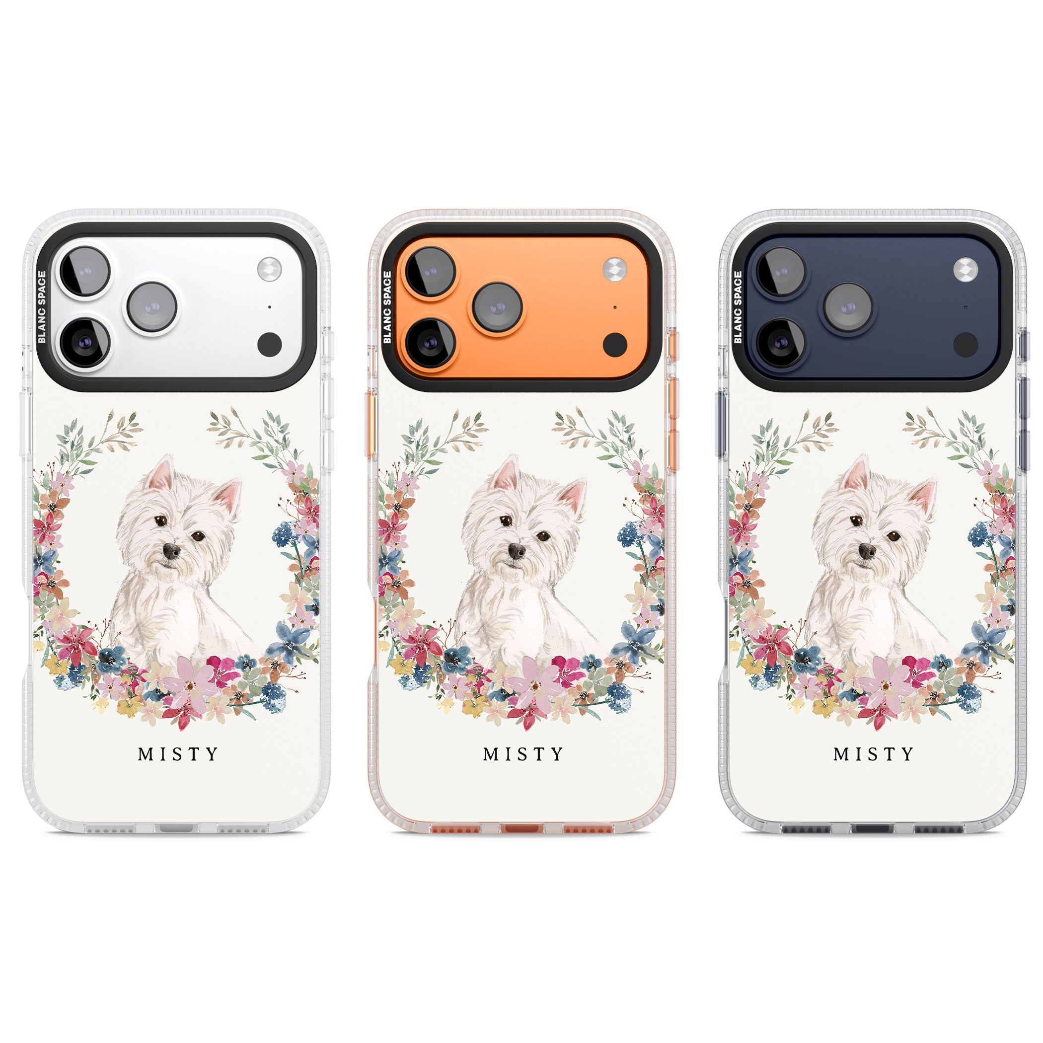 Personalised Westie Floral Portrait iPhone 17 Pro Impact Air Clear Phone Case APT Impact Protection