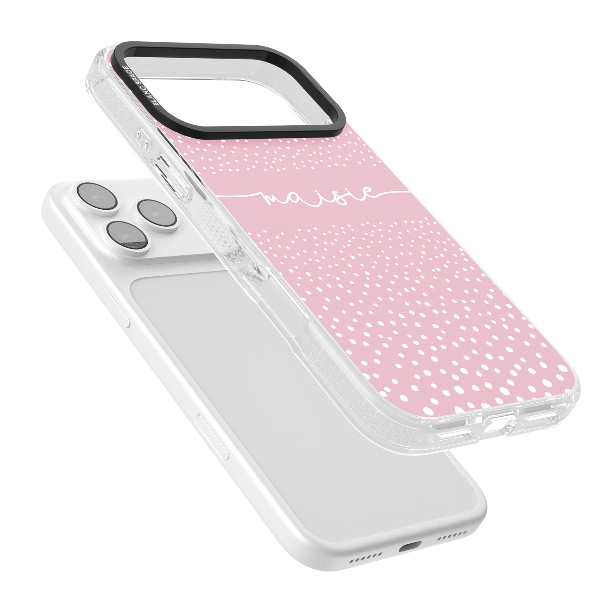 Personalised Pink Dots iPhone 17 Pro Impact Air Clear Phone Case Colours