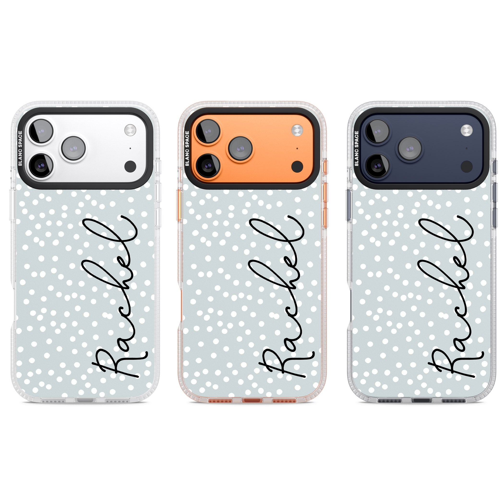 Personalised Vertical Cursive & Dots iPhone 17 Pro Impact Air Clear Phone Case APT Impact Protection