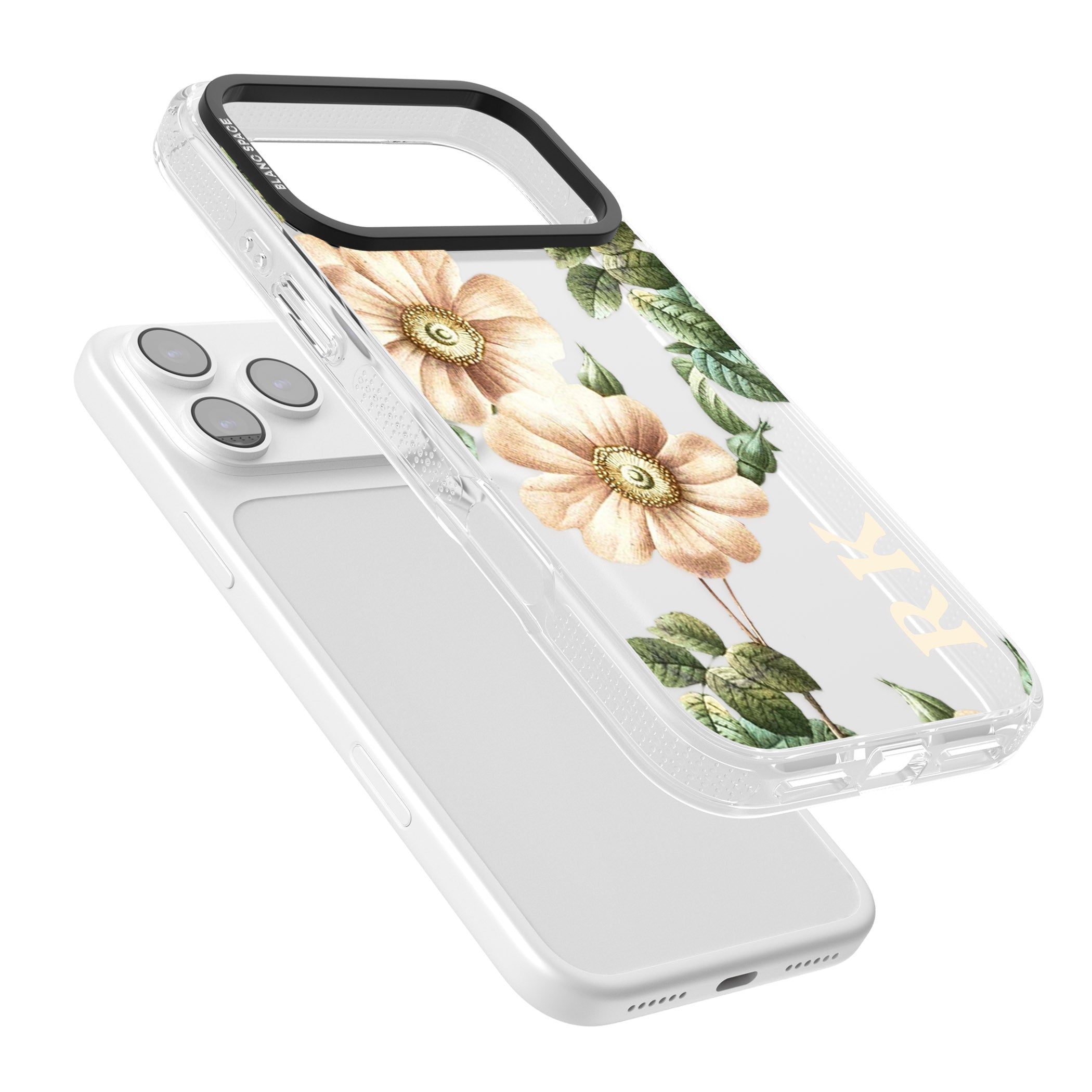 Personalised Vintage Floral Anemone iPhone 17 Pro Impact Air Clear Phone Case Colours