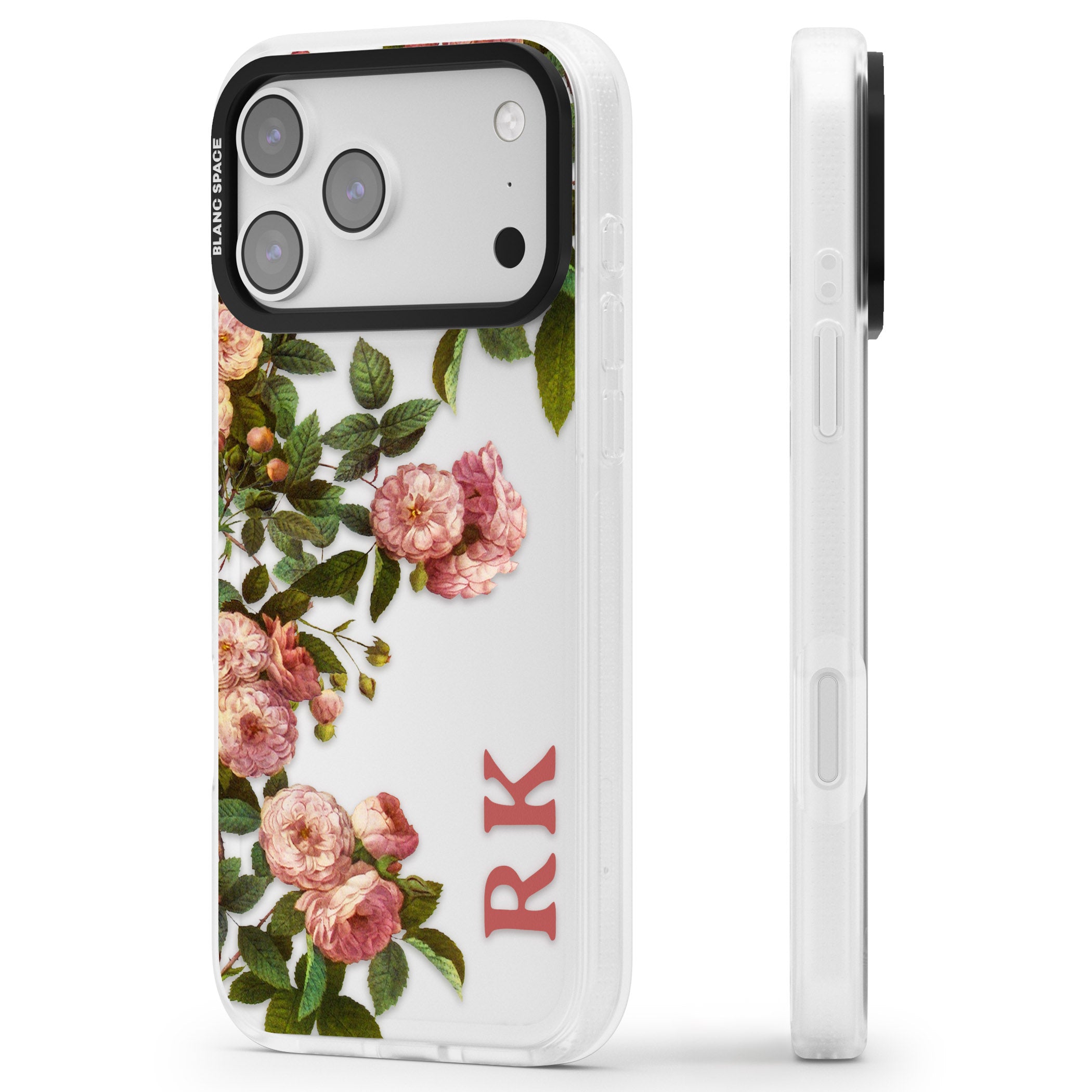 Personalised Vintage Floral Garden iPhone 17 Pro Impact Air Clear Phone Case Side Profile