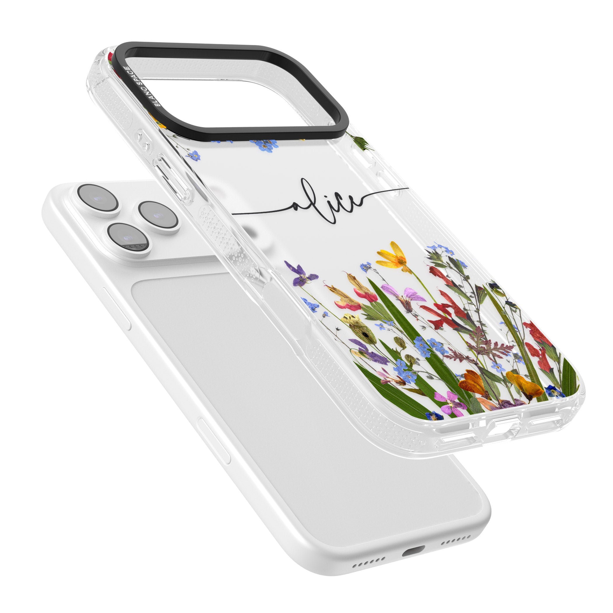 Personalised Wildflower Floral iPhone 17 Pro Impact Air Clear Phone Case Colours