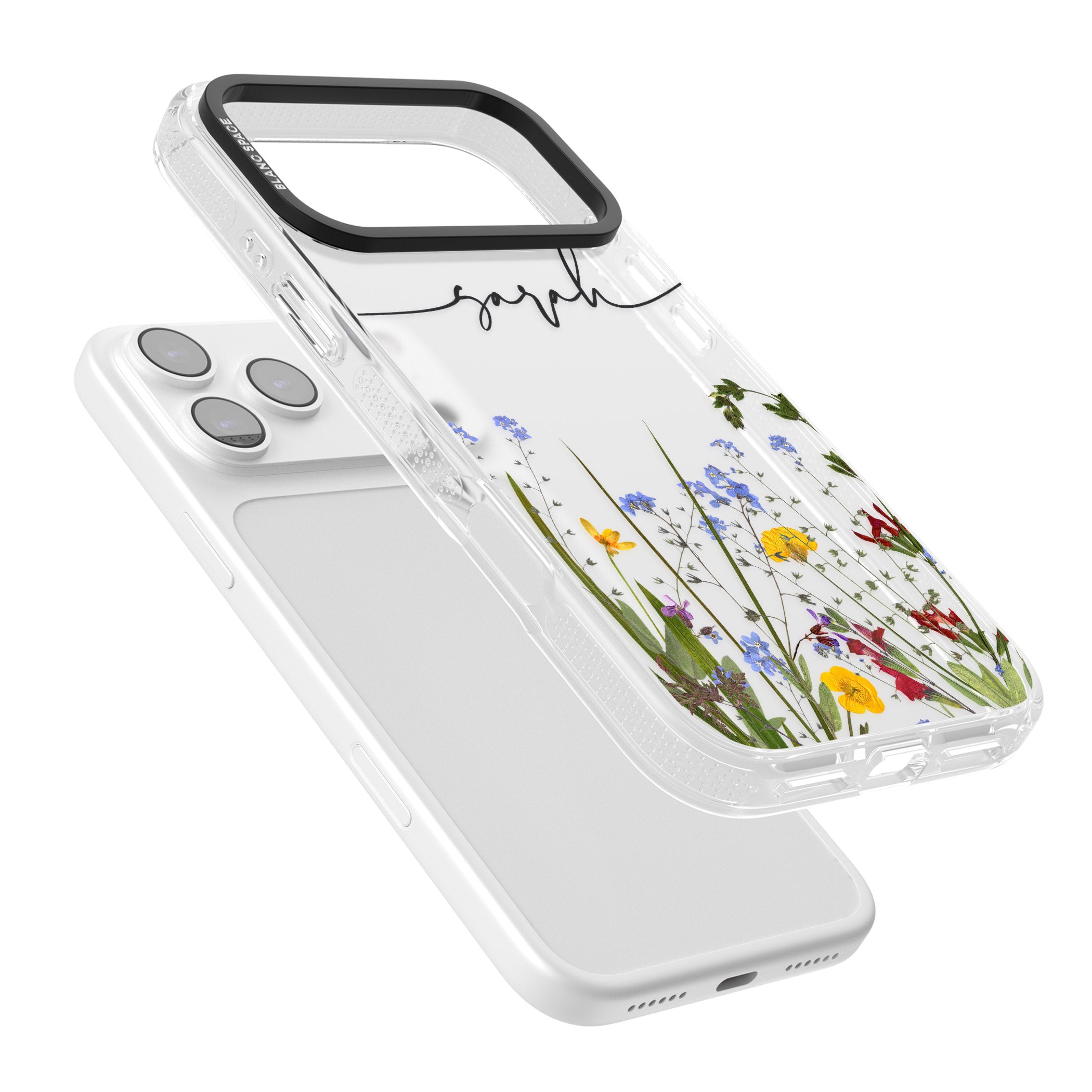 Personalised Wildflower Floral iPhone 17 Pro Impact Air Clear Phone Case Colours