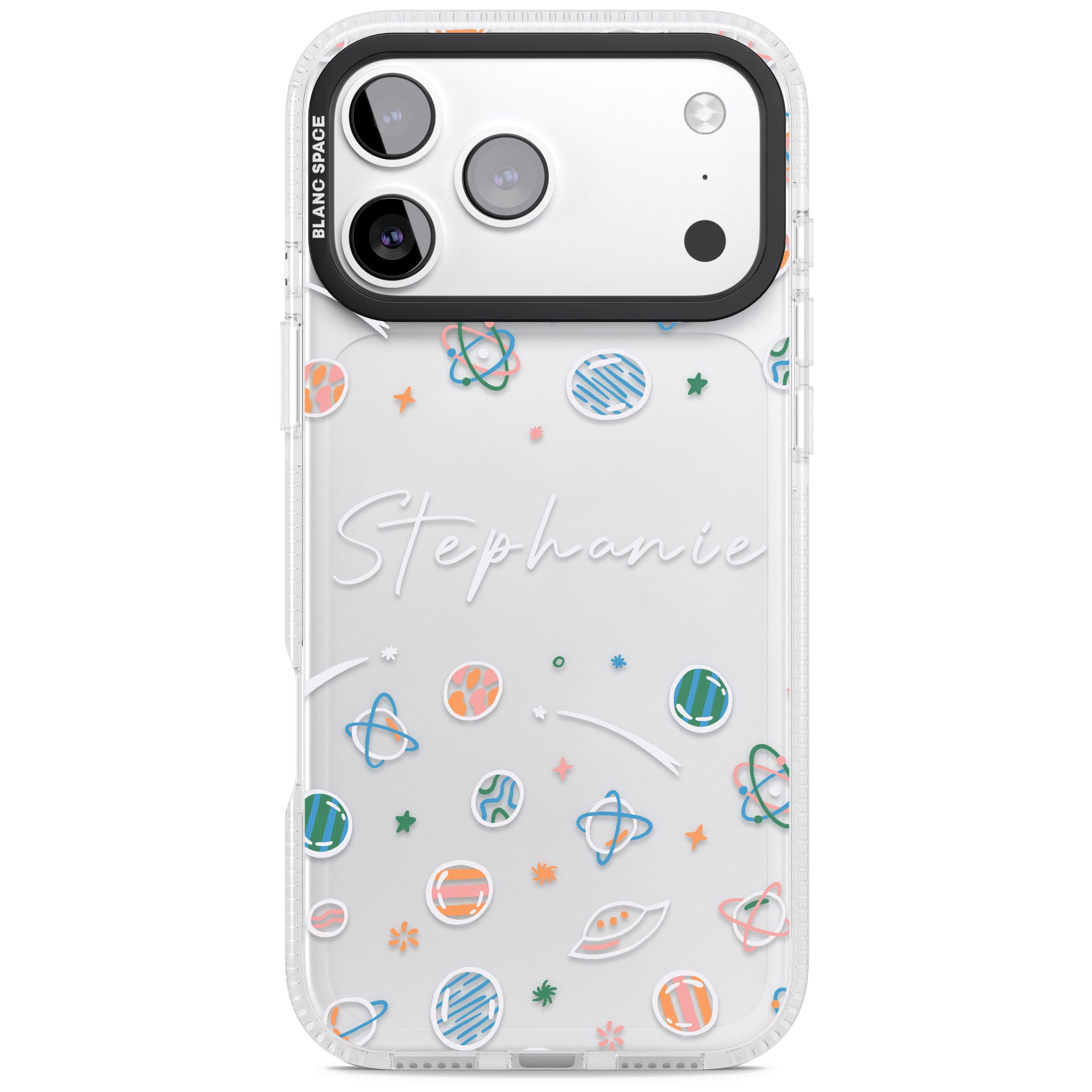 Personalised Space Pattern iPhone 17 Pro Impact Air Clear Phone Case