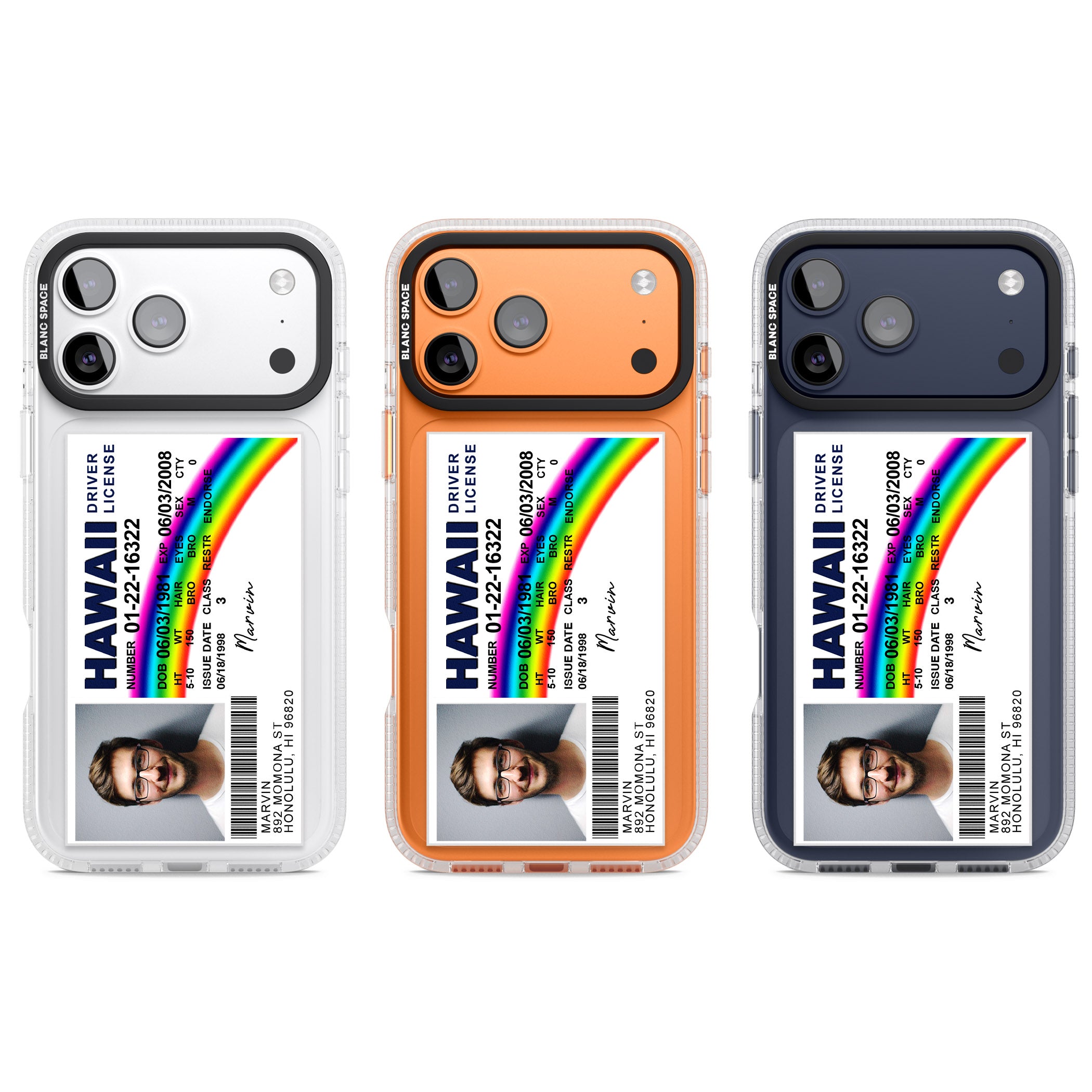 Personalised Hawaii Driving License iPhone 17 Pro Impact Air Clear Phone Case APT Impact Protection