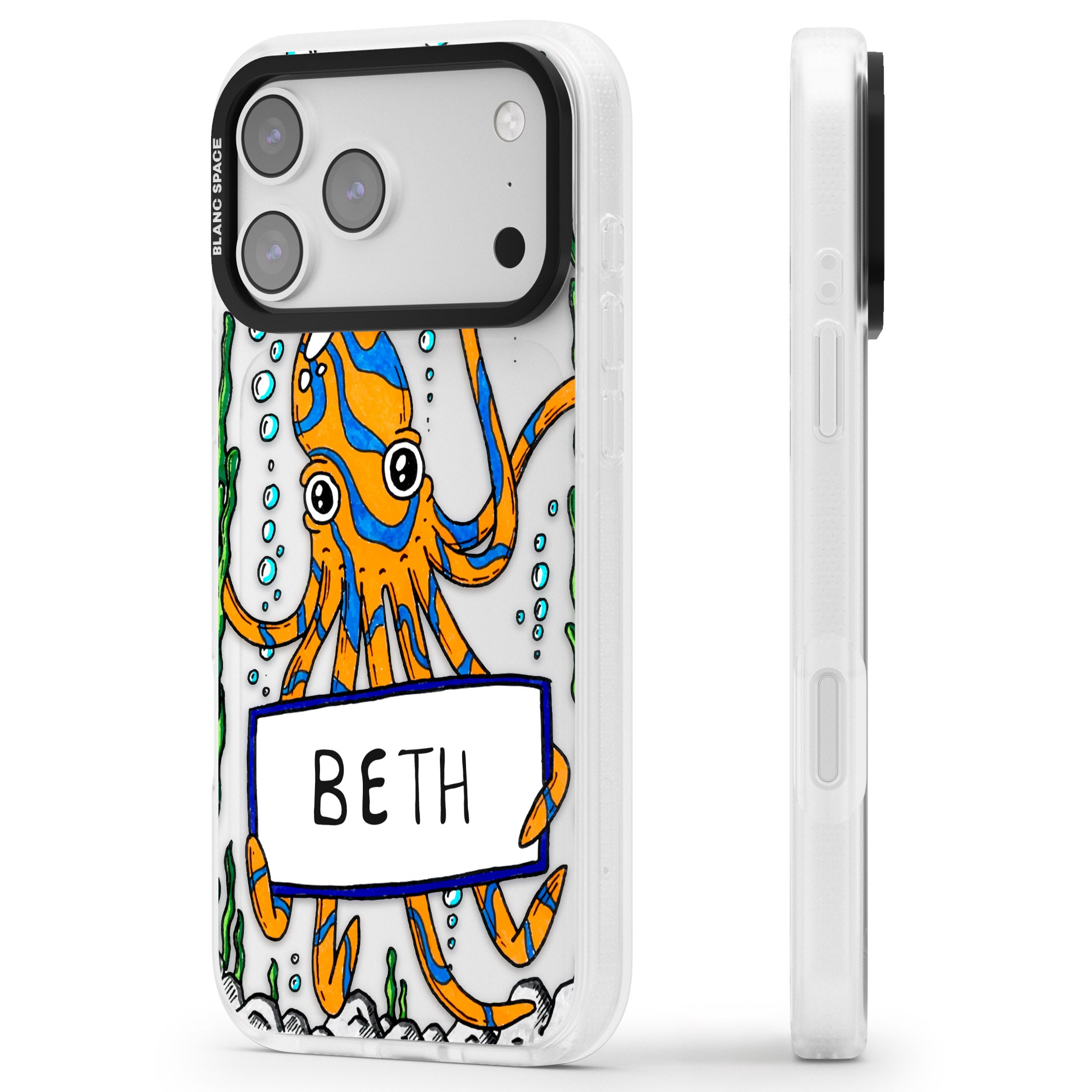 Personalised Octo iPhone 17 Pro Impact Air Clear Phone Case Side Profile