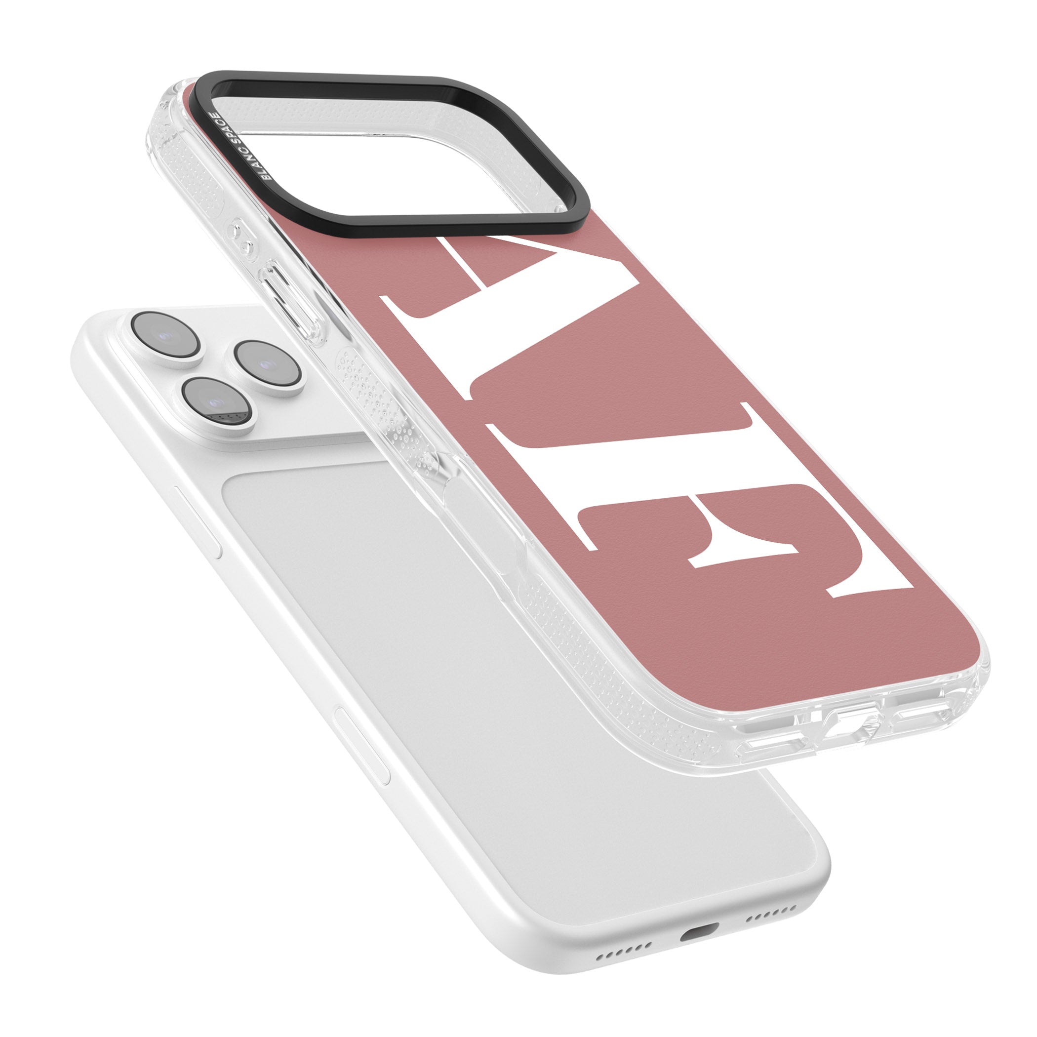 Personalised White & Rose Letters iPhone 17 Pro Impact Air Clear Phone Case Colours