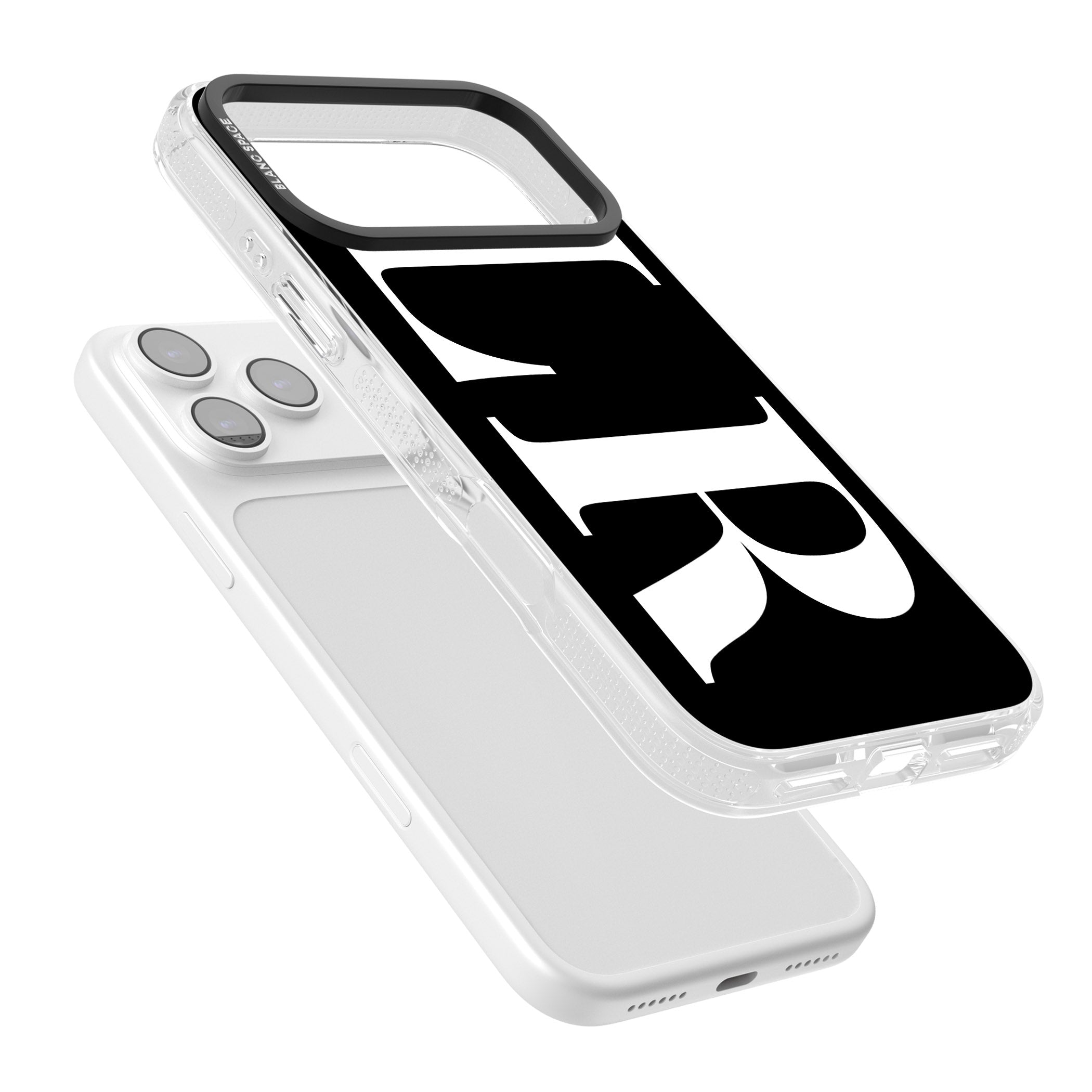 Personalised White & Black Letters iPhone 17 Pro Impact Air Clear Phone Case Colours