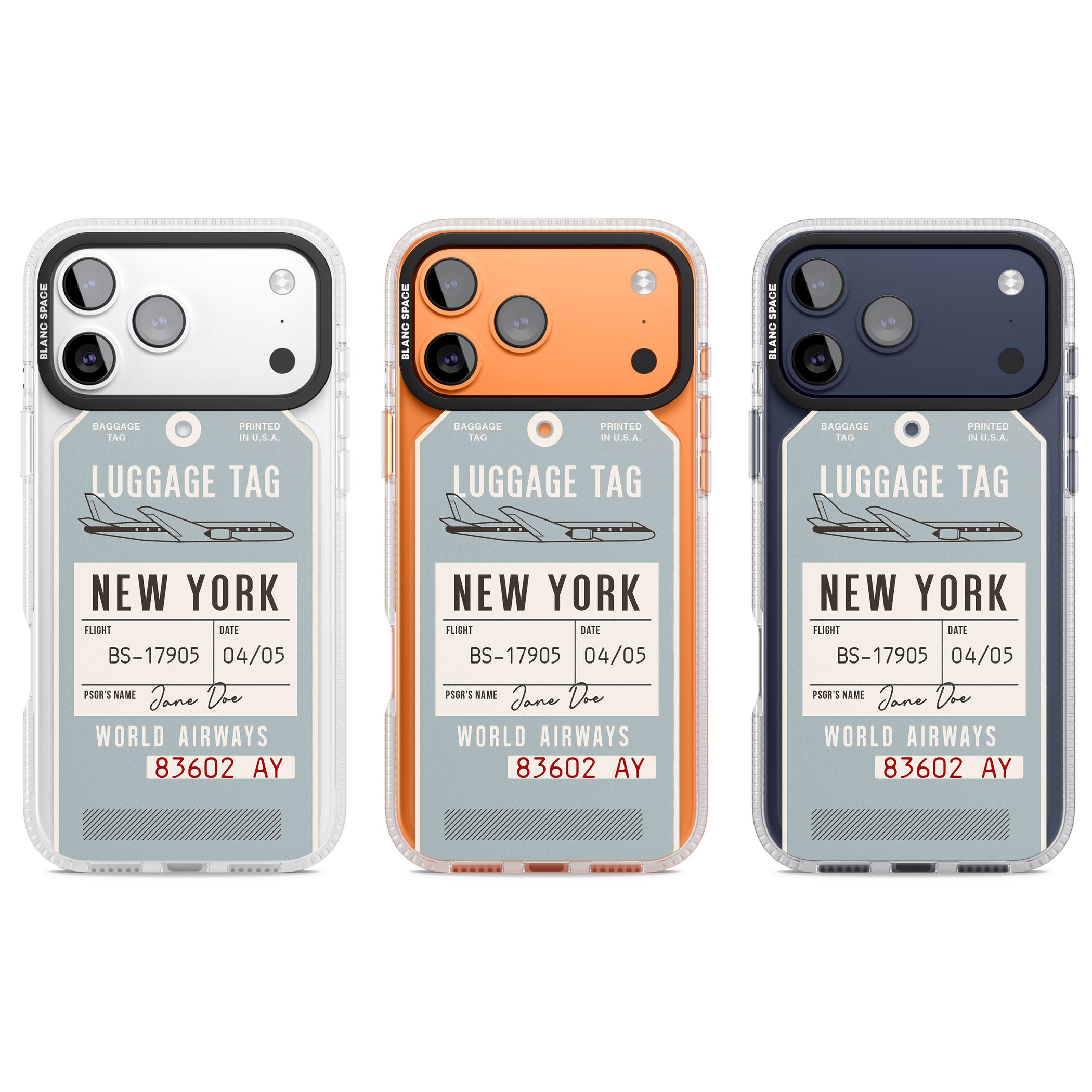 Personalised Vintage Usa Luggage Tag iPhone 17 Pro Impact Air Clear Phone Case APT Impact Protection