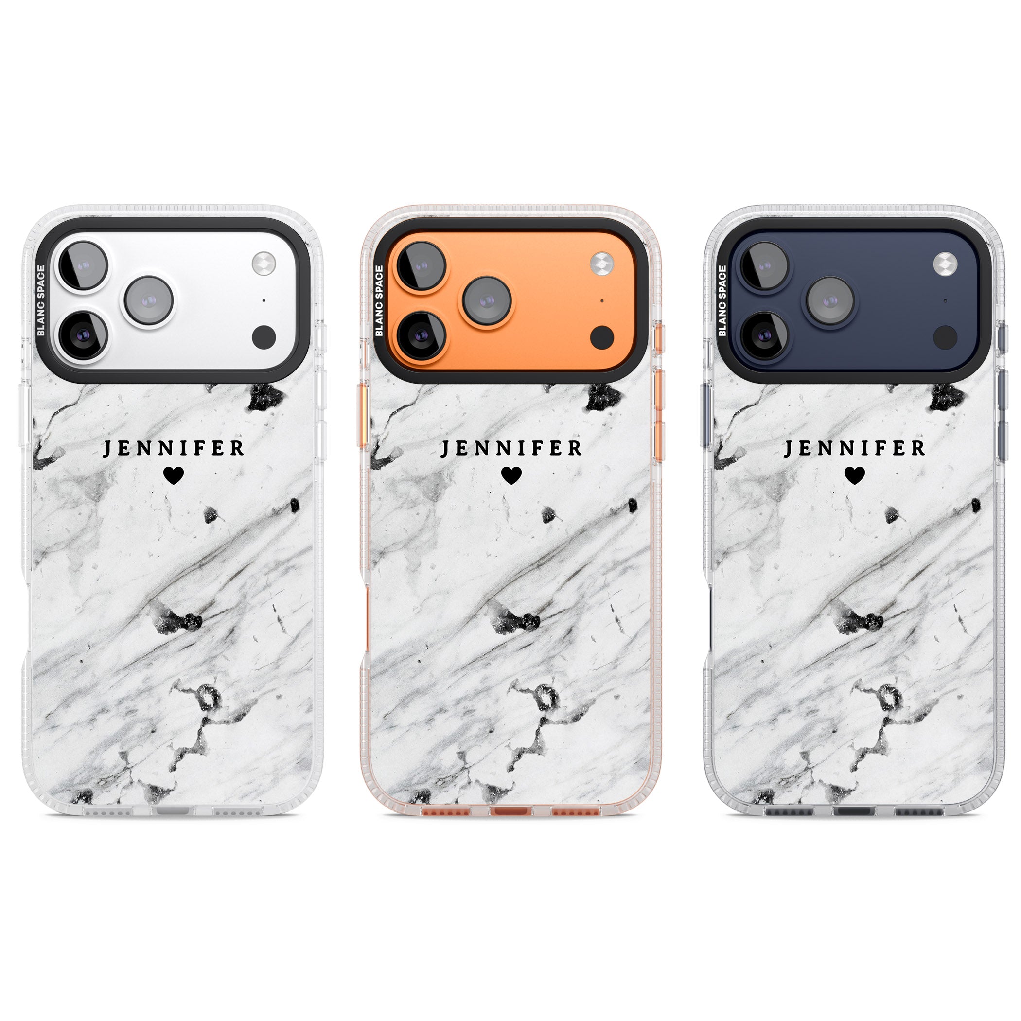 Personalised Marble Heart iPhone 17 Pro Impact Air Clear Phone Case APT Impact Protection