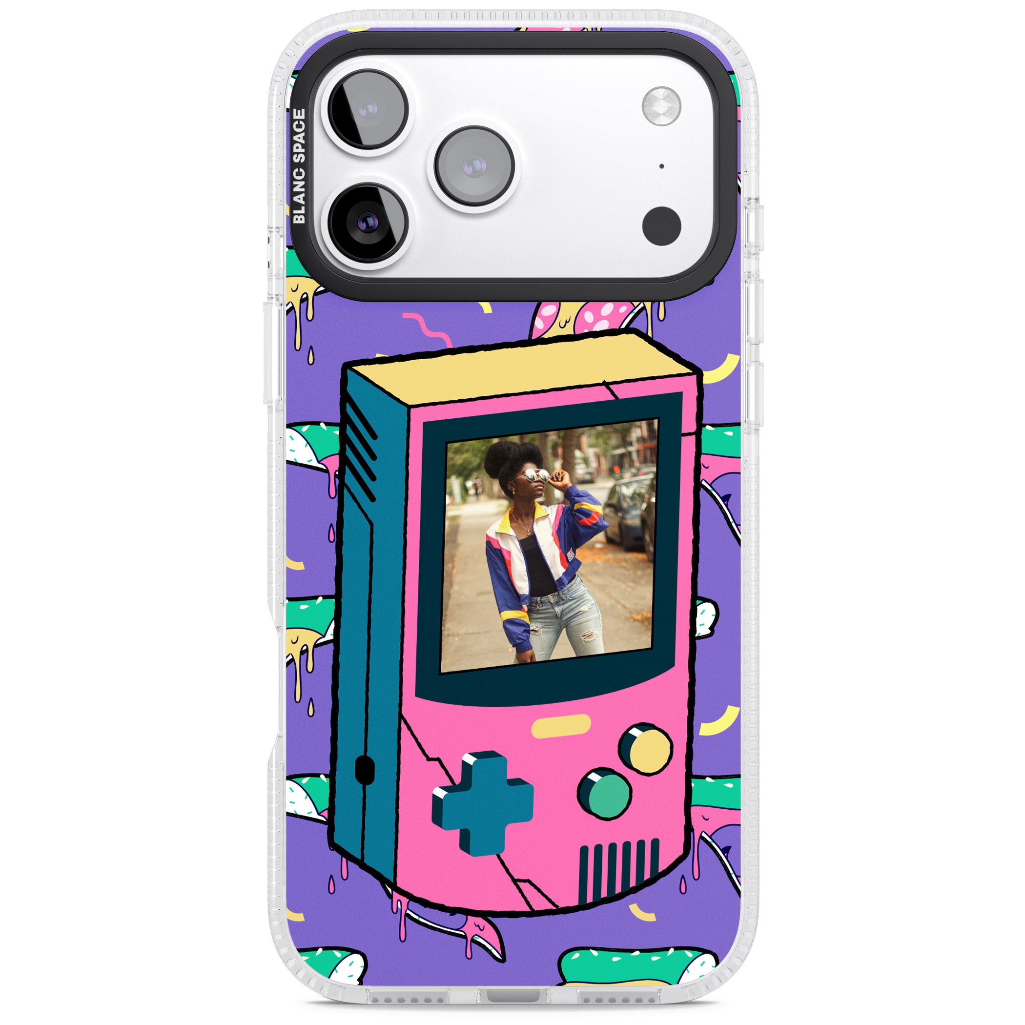 Personalised Retro Game Photo Case iPhone 17 Pro Impact Air Clear Phone Case