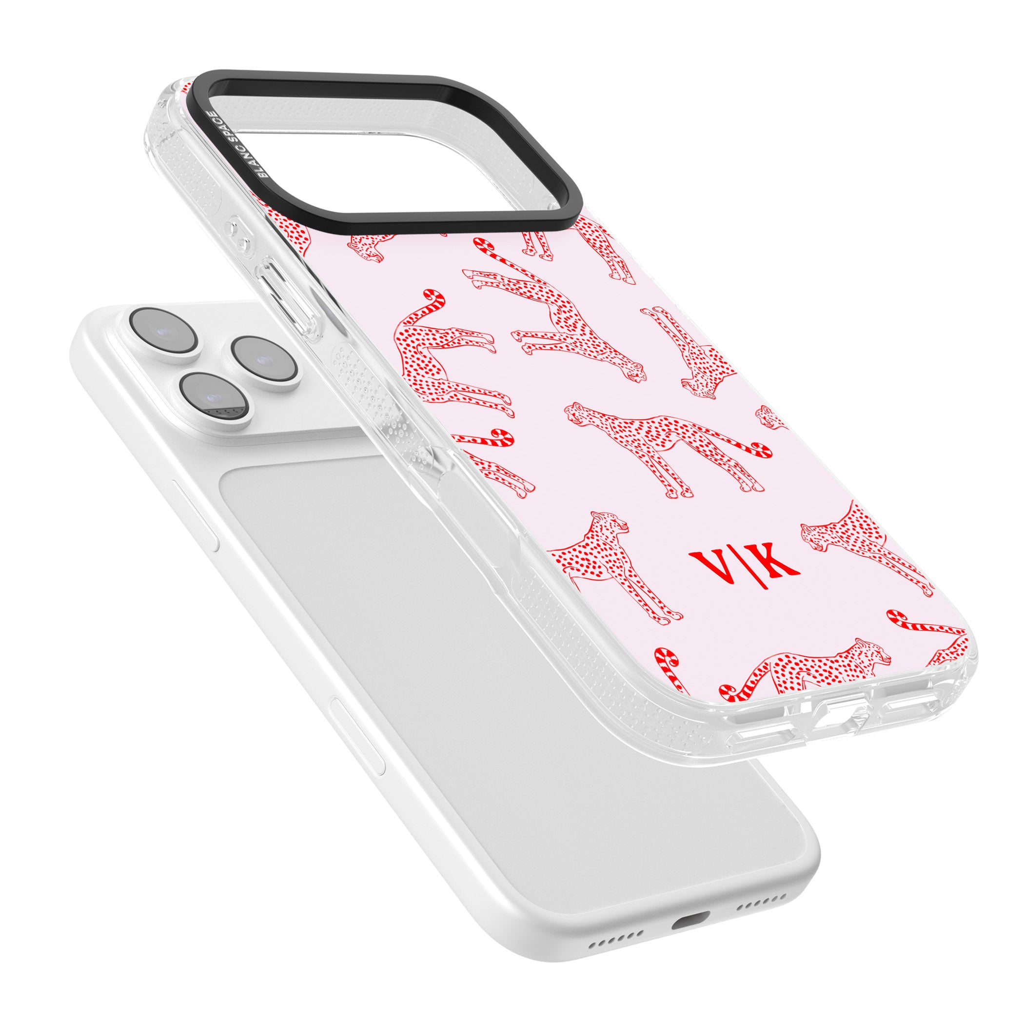 Personalised Red & Pink Cheetah iPhone 17 Pro Impact Air Clear Phone Case Colours