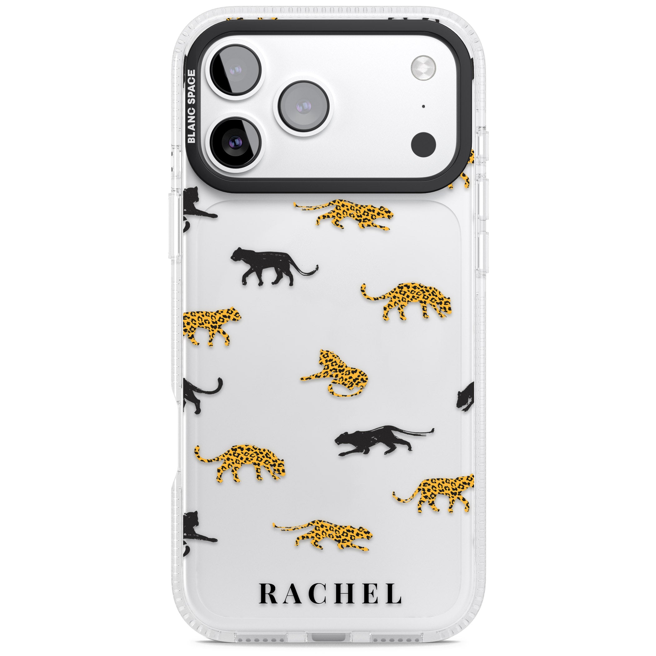 Personalised Jaguar Pattern iPhone 17 Pro Impact Air Clear Phone Case
