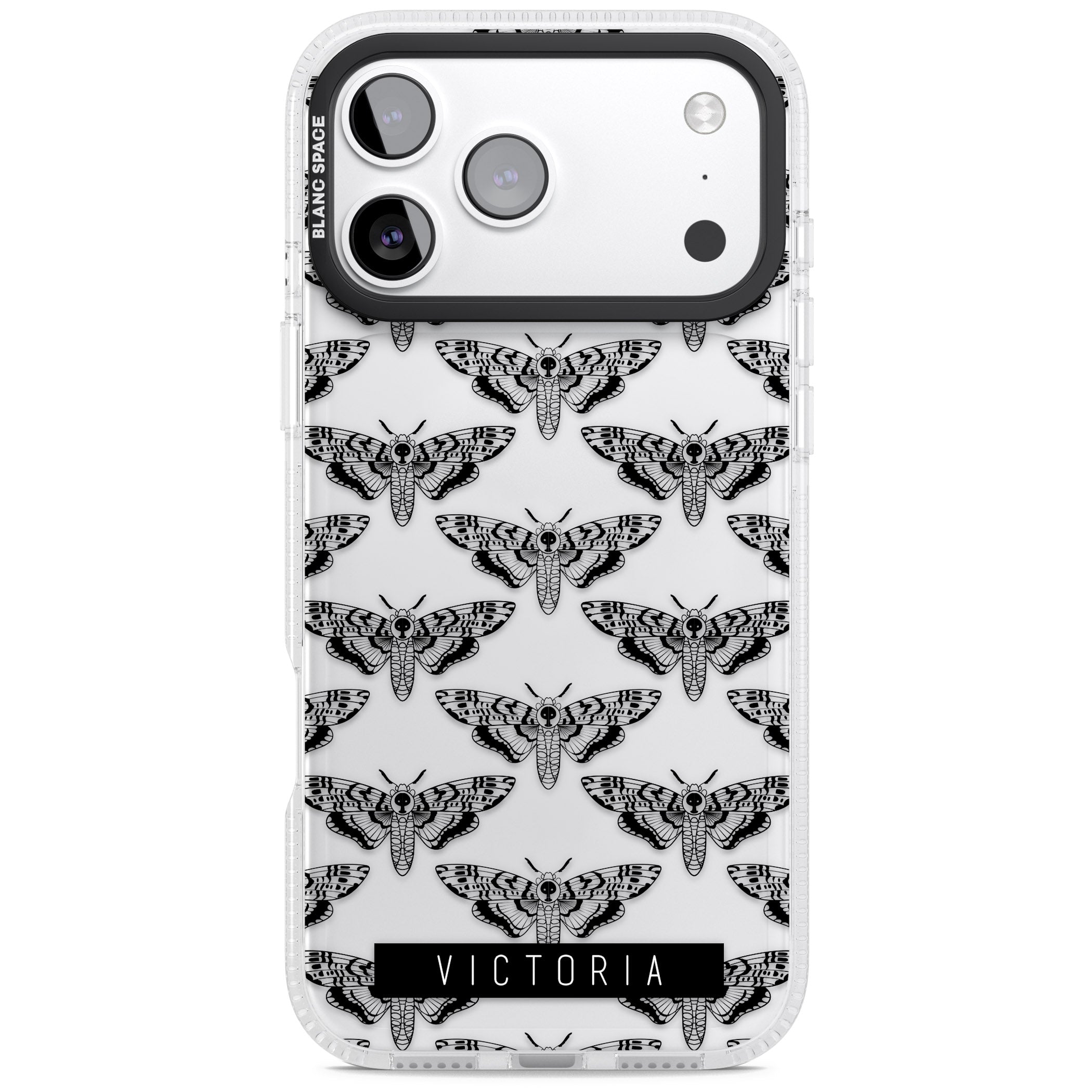 Personalised Hawk Moth Pattern iPhone 17 Pro Impact Air Clear Phone Case
